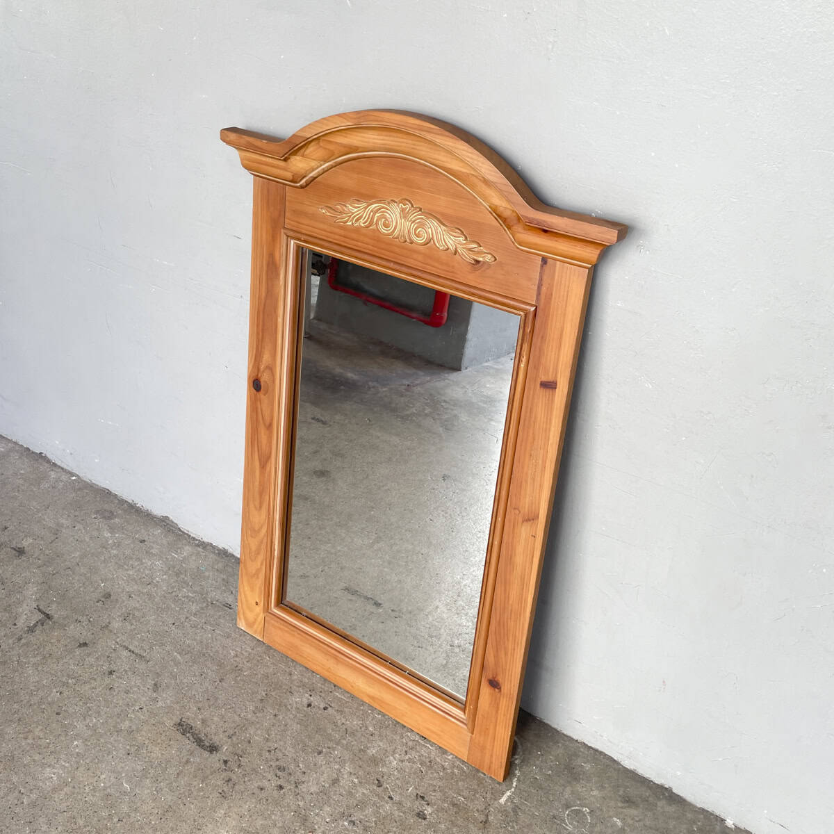 Curved Pediment Pinewood Mirror