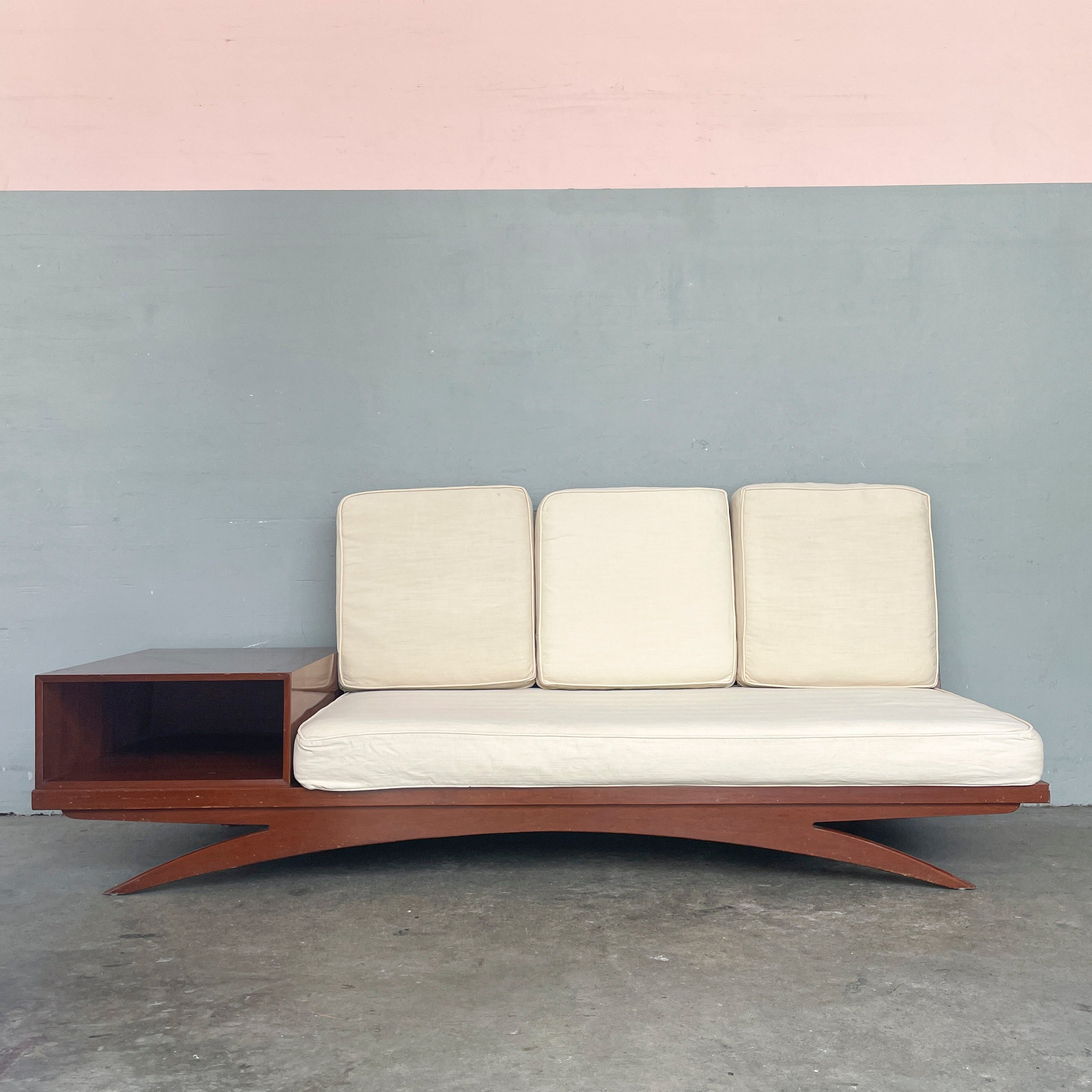 Curved-Leg Vintage 3-Seater Sofa