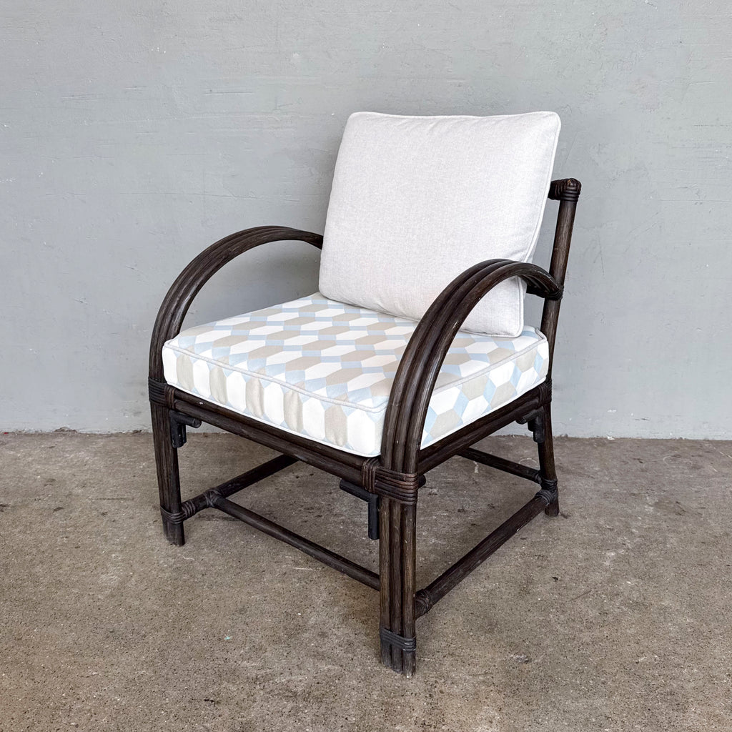Newly Upholstered Cane Accent Chair with Cushions