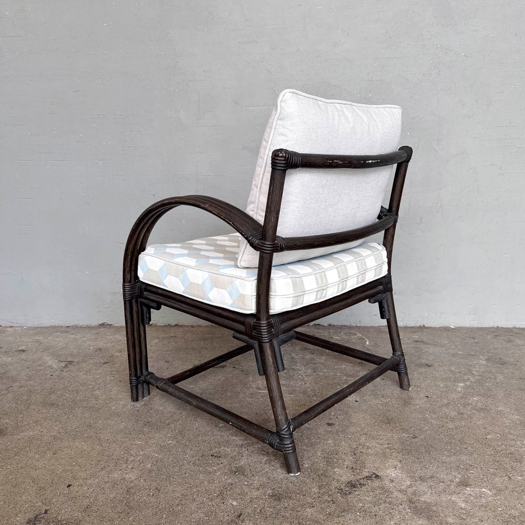 Newly Upholstered Cane Accent Chair with Cushions