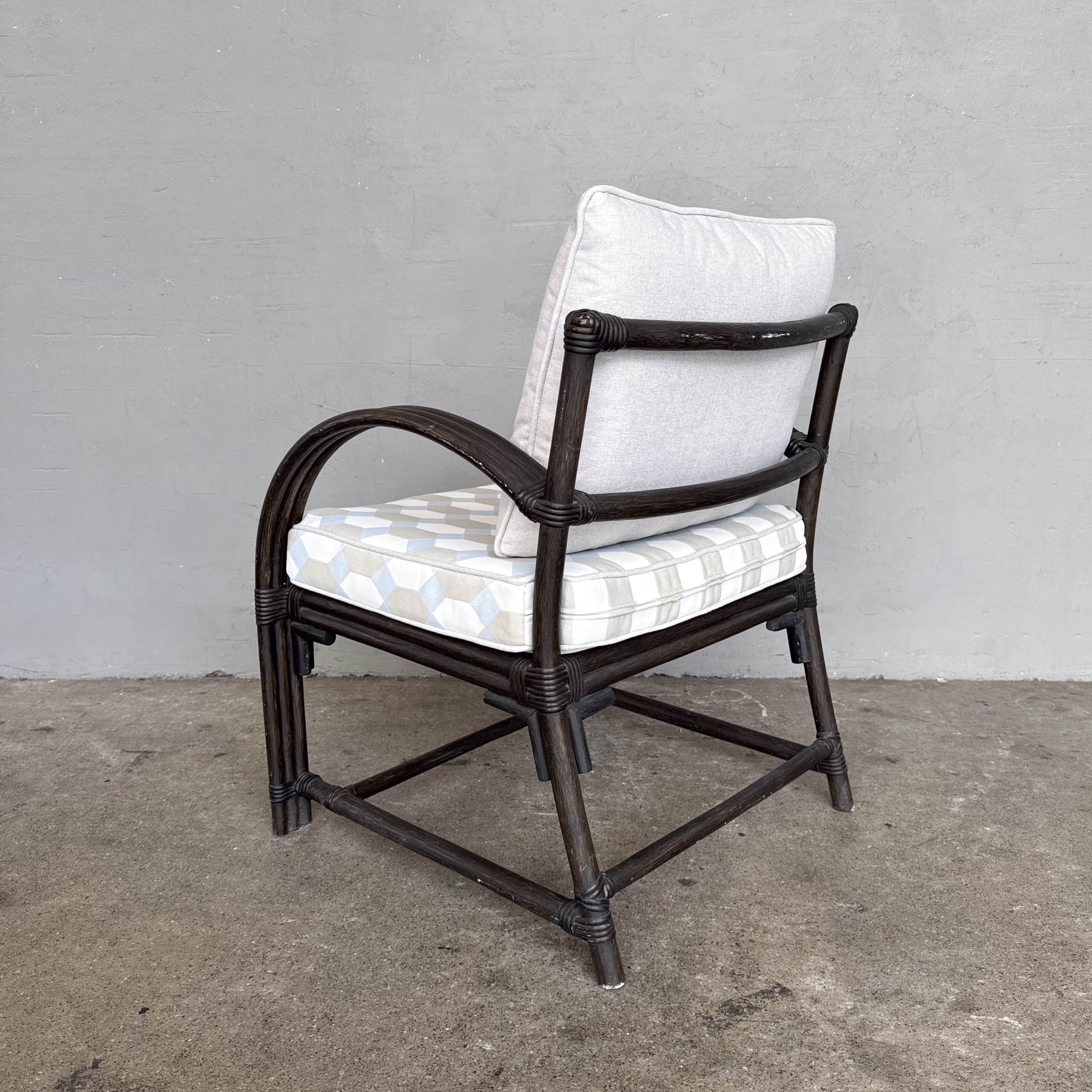 Newly Upholstered Cane Accent Chair with Cushions