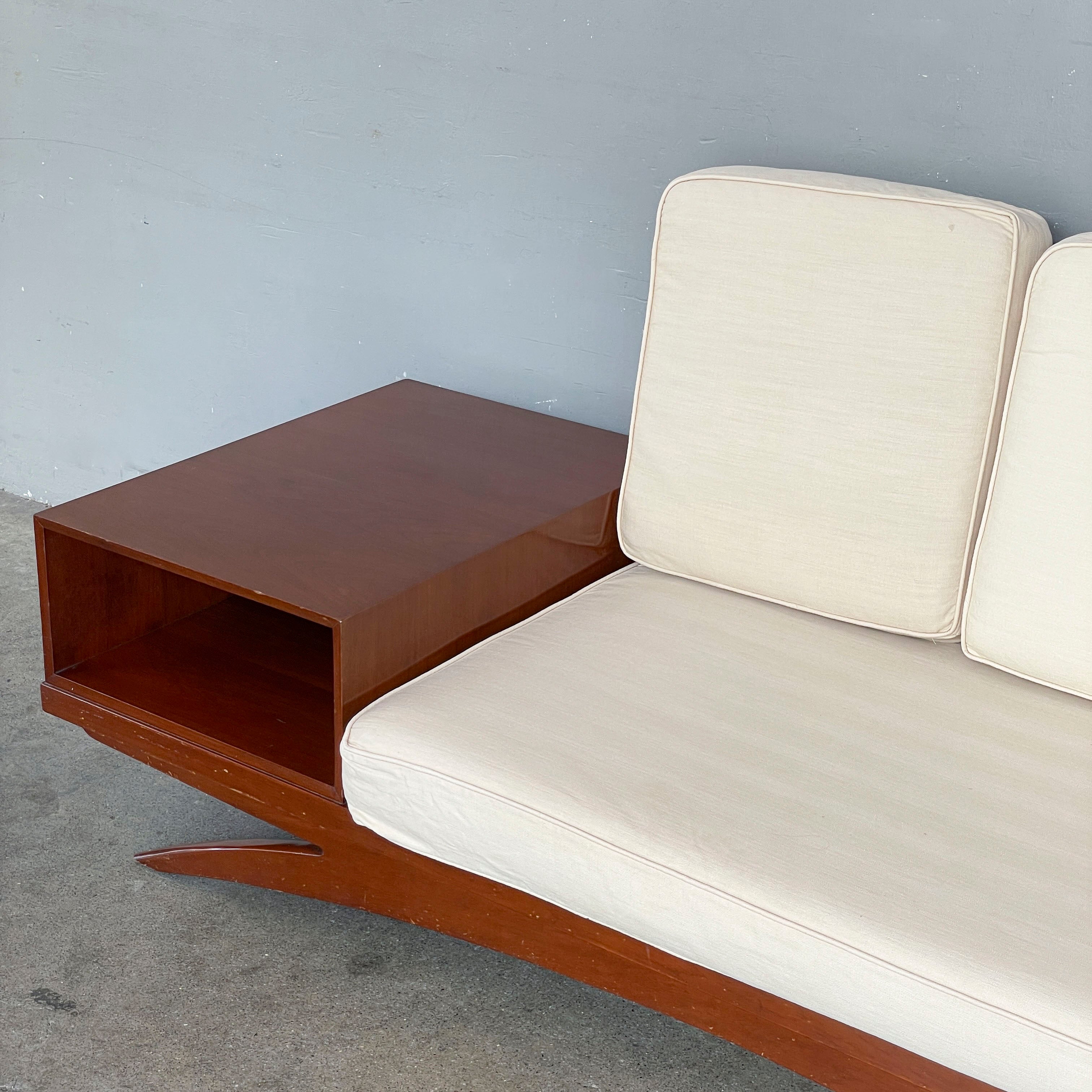 Curved-Leg Vintage 3-Seater Sofa