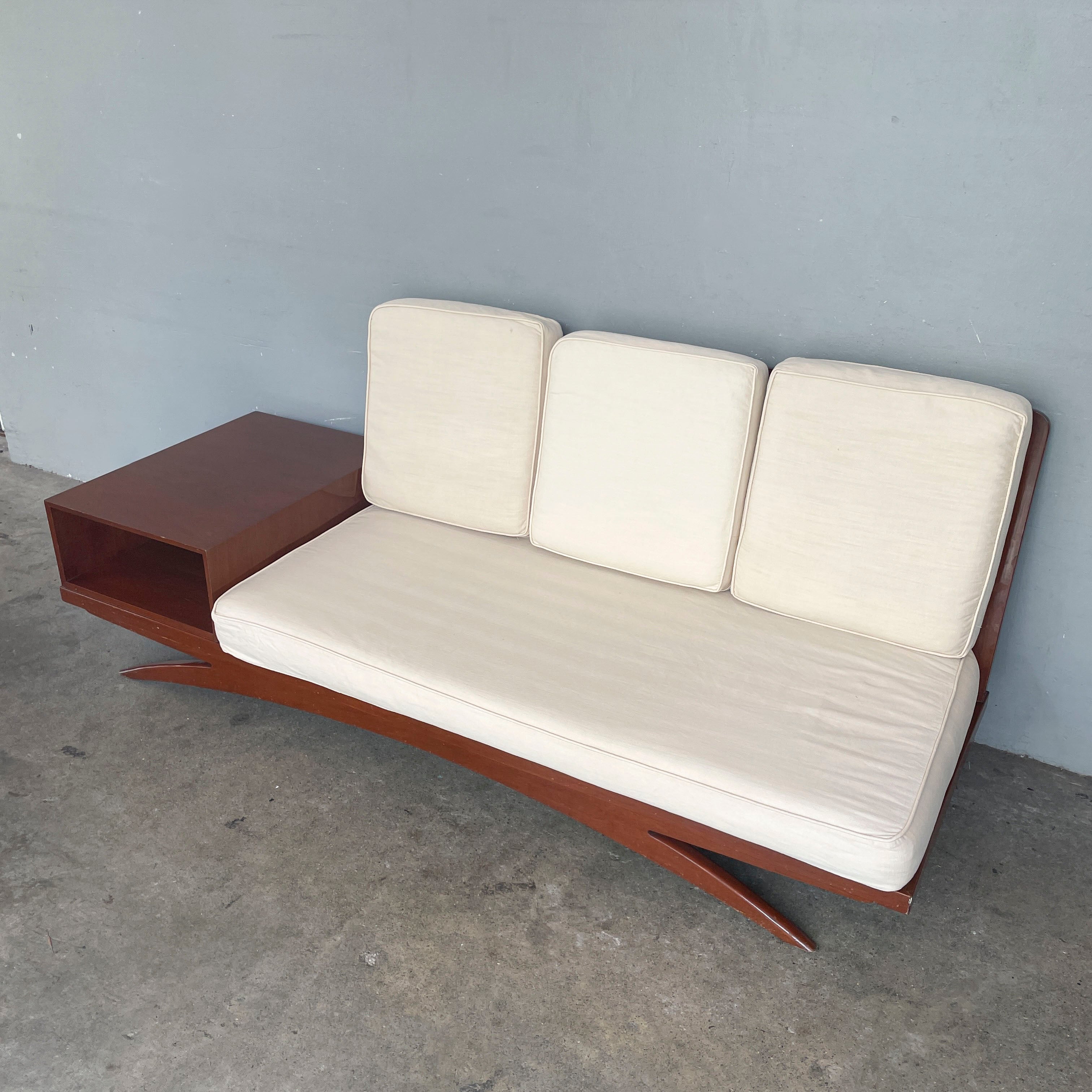 Curved-Leg Vintage 3-Seater Sofa