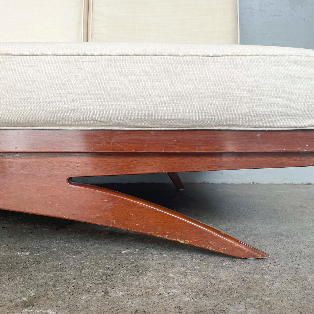 Curved-Leg Vintage 3-Seater Sofa