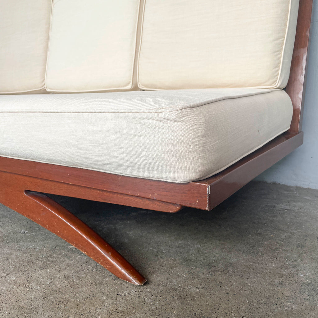 Curved-Leg Vintage 3-Seater Sofa