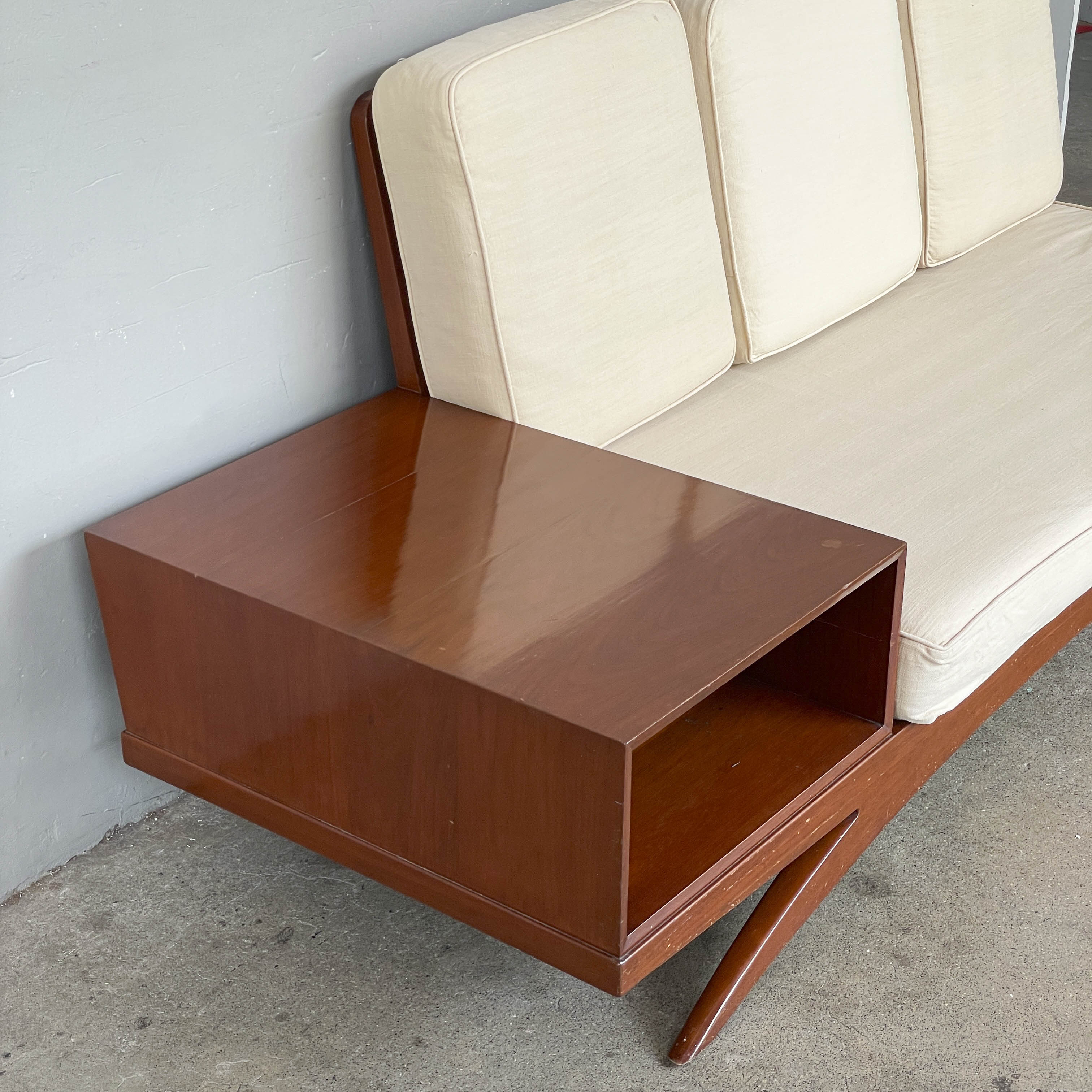 Curved-Leg Vintage 3-Seater Sofa