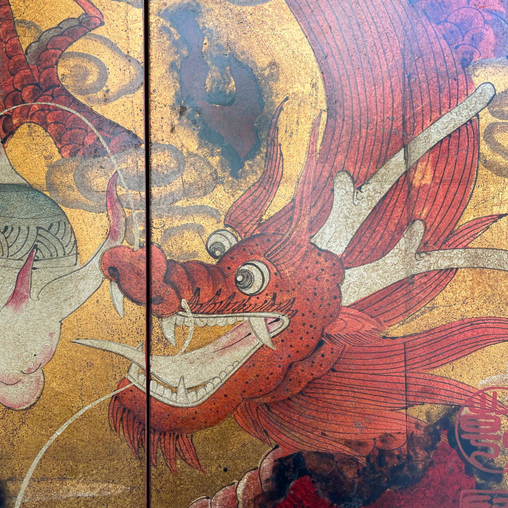 Red & Gold Dragon Motif Side Cabinet