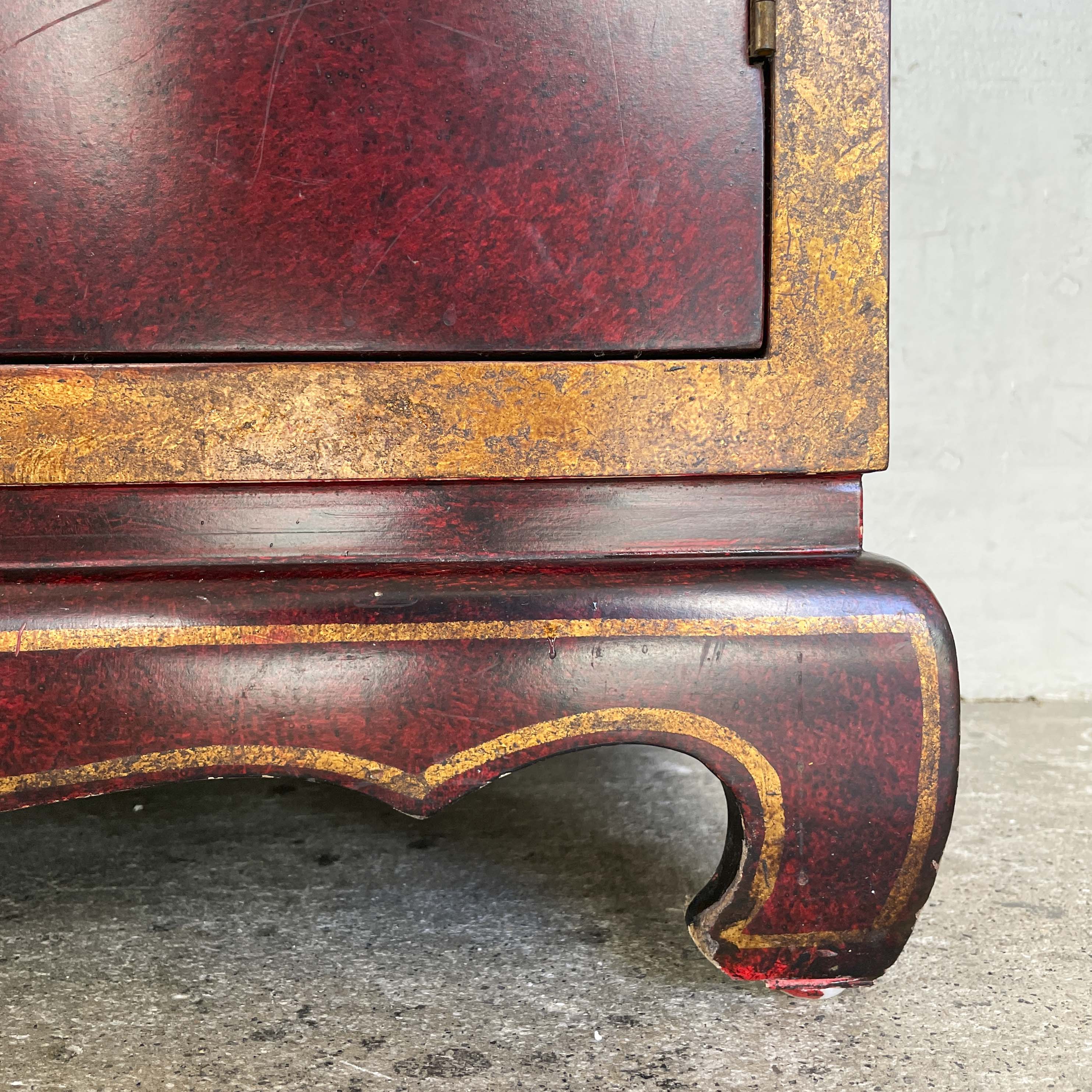Red & Gold Dragon Motif Side Cabinet