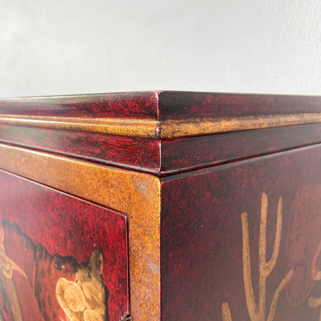 Red & Gold Dragon Motif Side Cabinet
