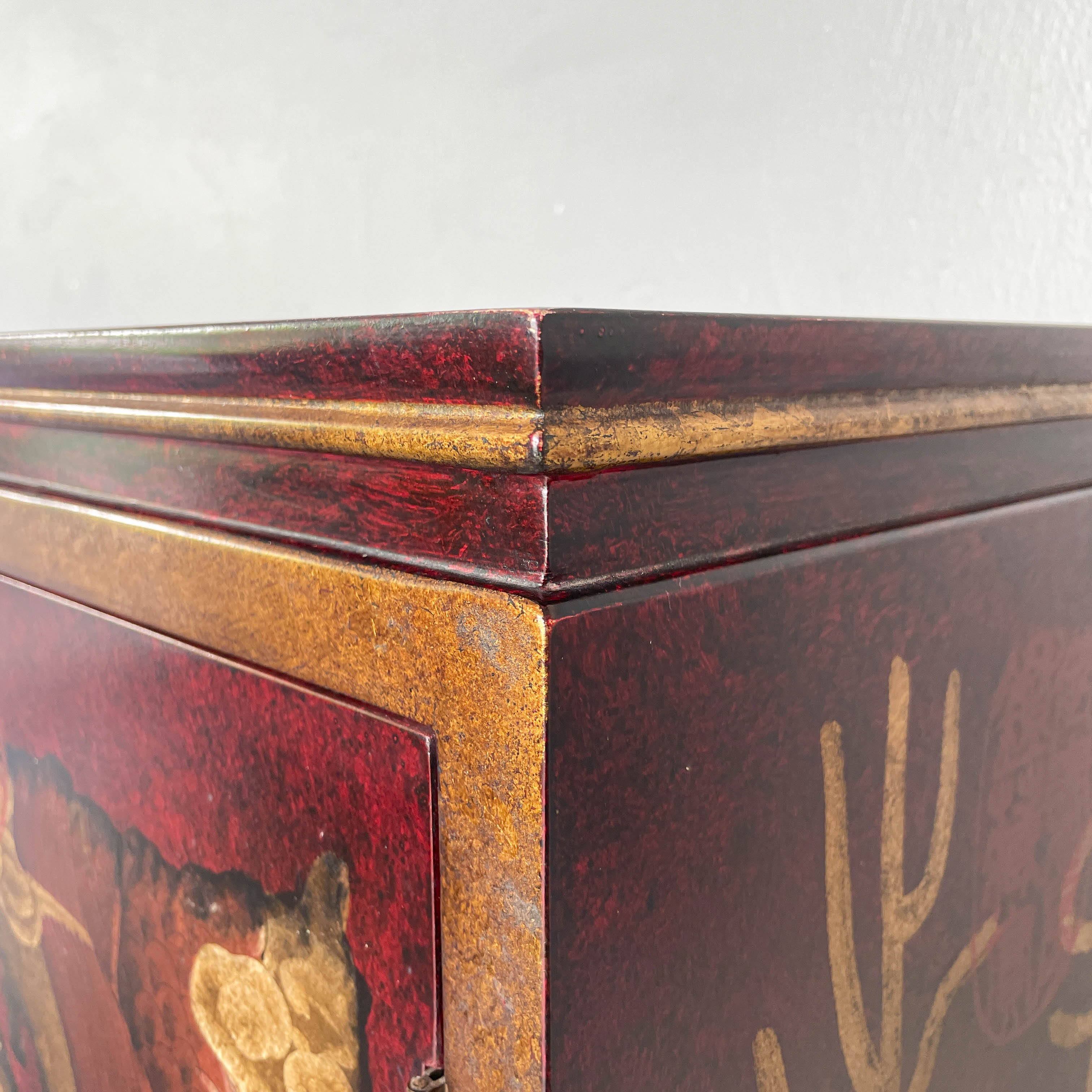 Red & Gold Dragon Motif Side Cabinet