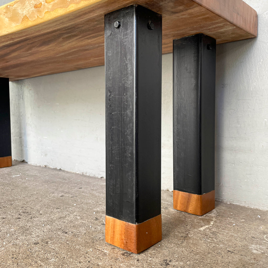 Upcycled Suar Slab Bench (Straight Legs 2.0)