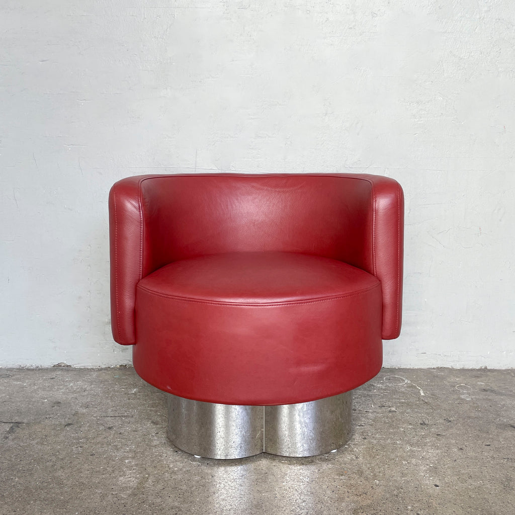 Red Leather Tub Lounge Chair