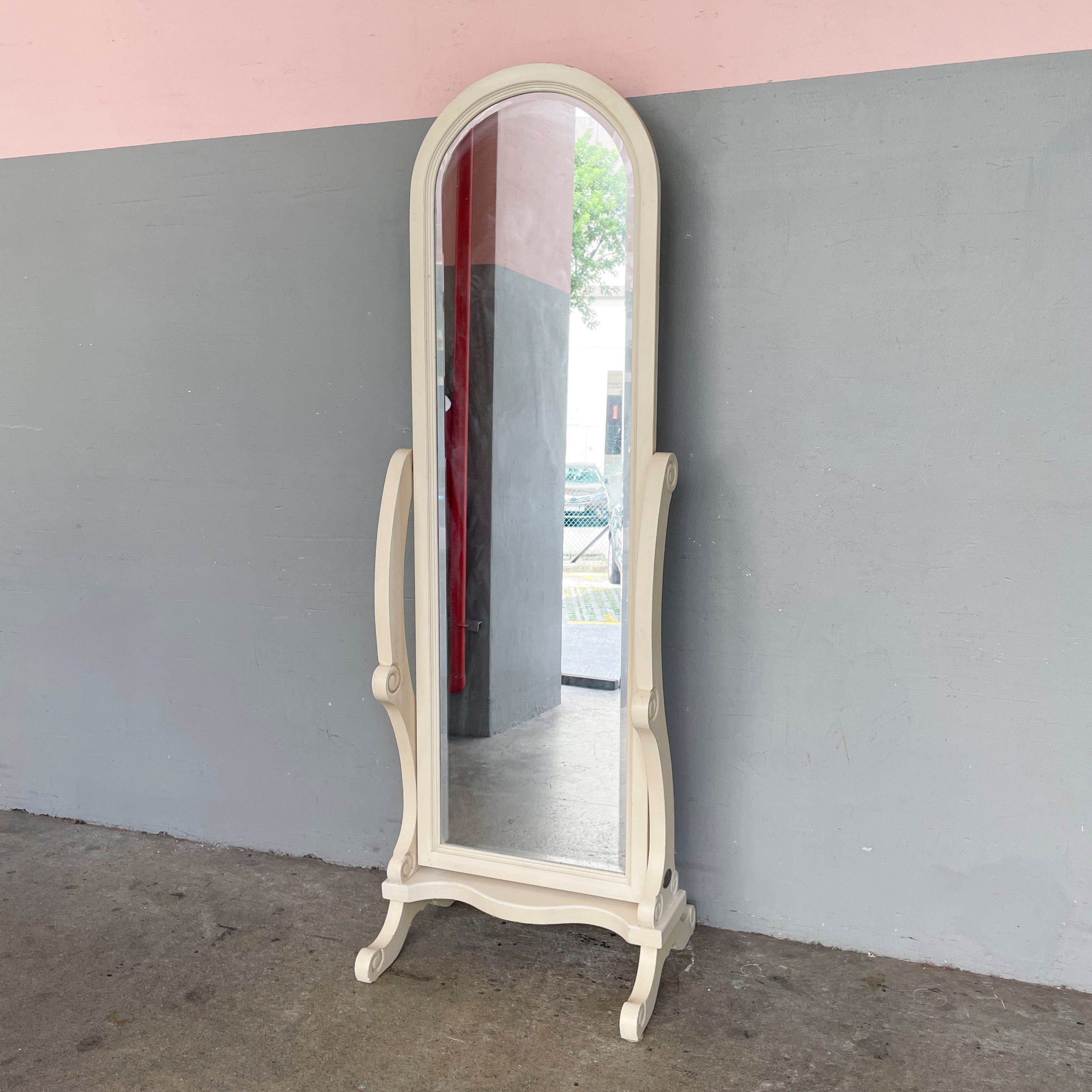 Off-White Arched Cheval Mirror