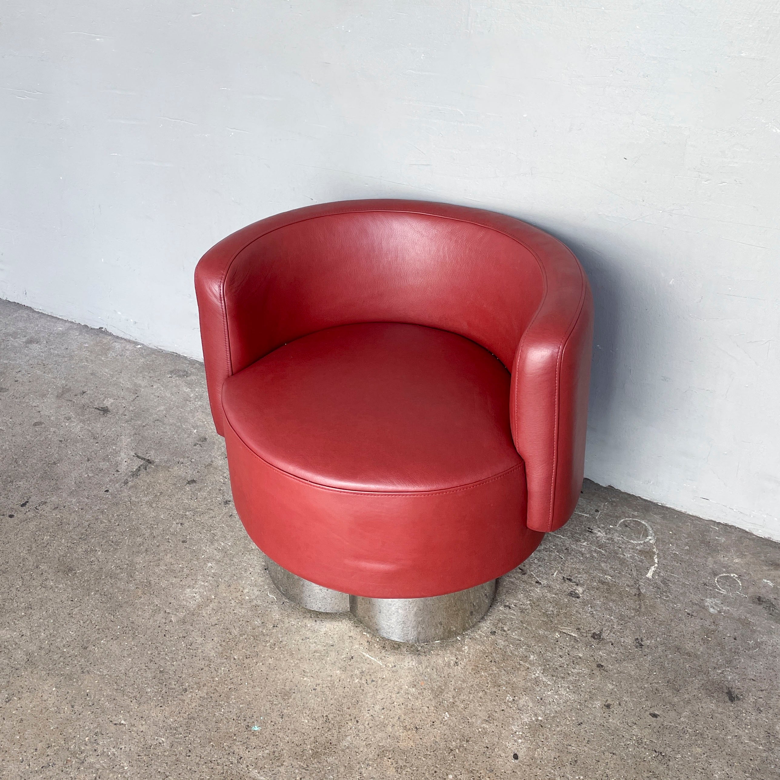 Red Leather Tub Lounge Chair