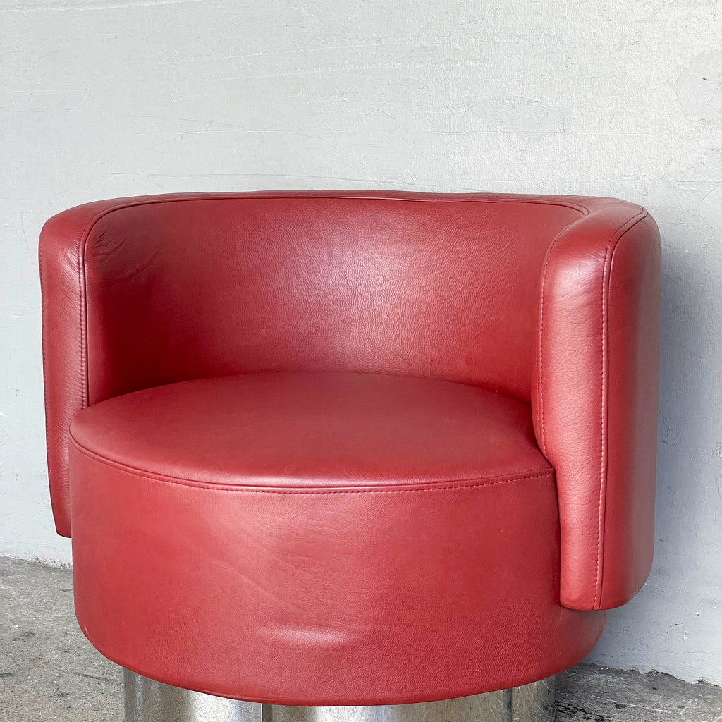 Red Leather Tub Lounge Chair