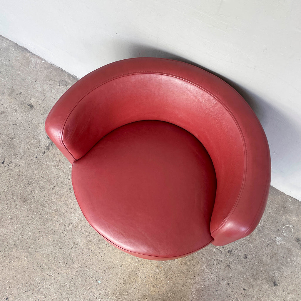 Red Leather Tub Lounge Chair