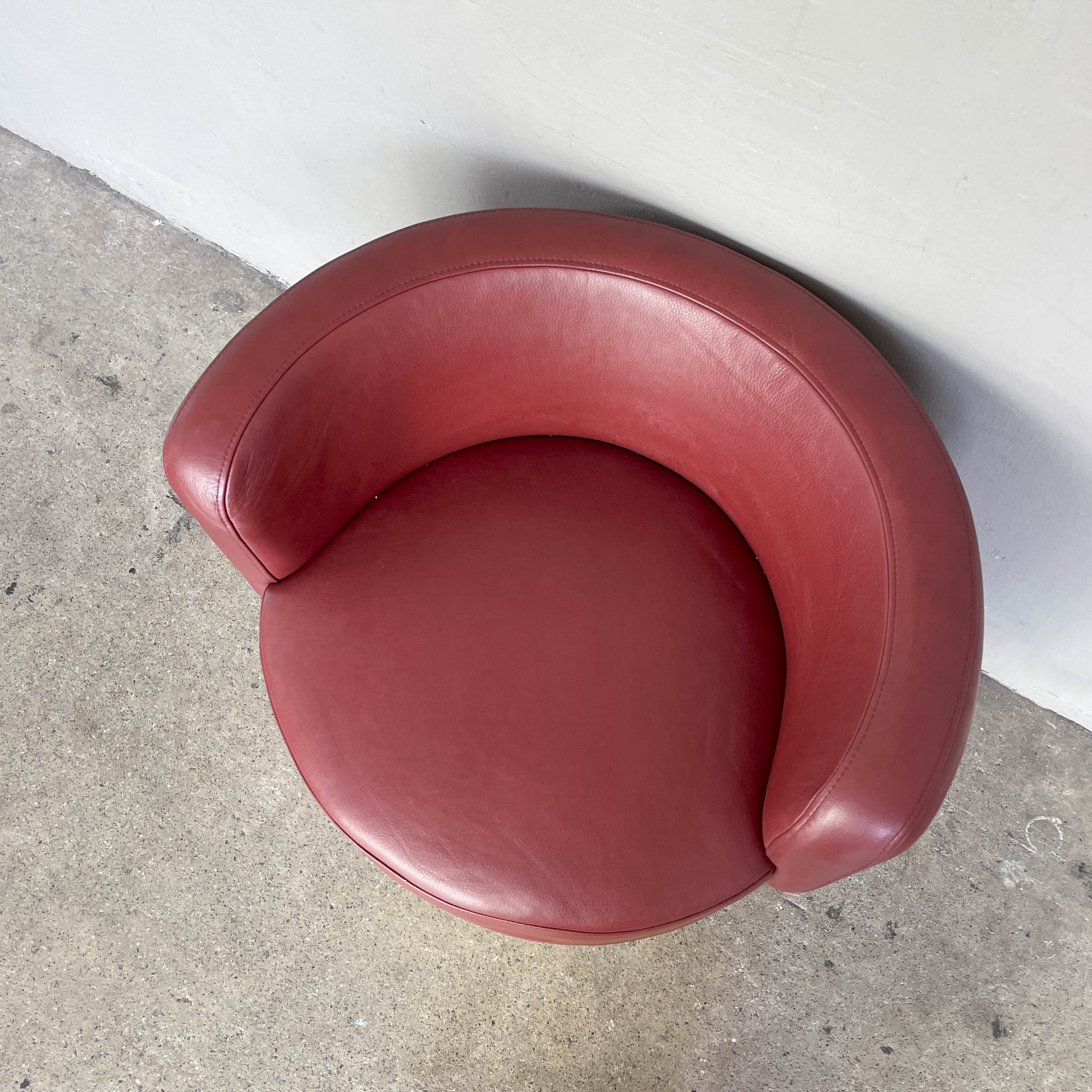 Red Leather Tub Lounge Chair