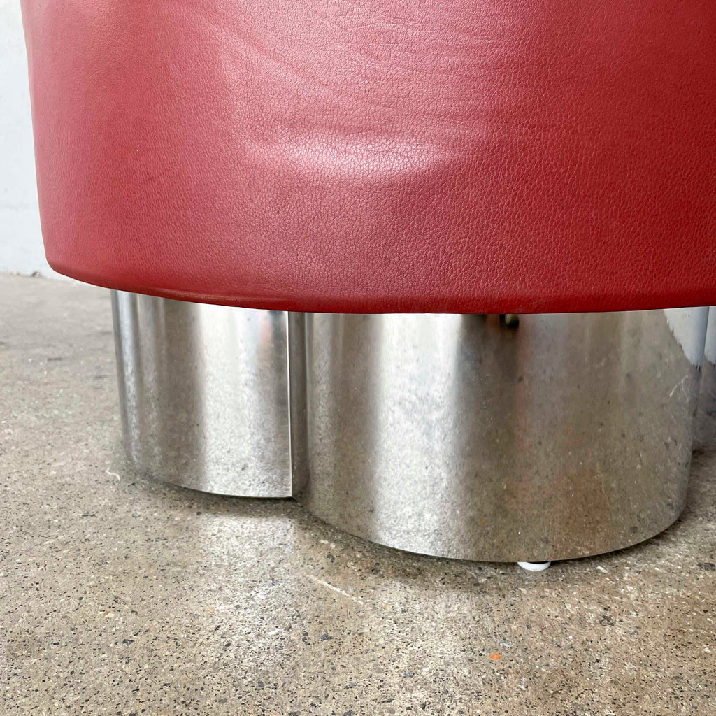 Red Leather Tub Lounge Chair