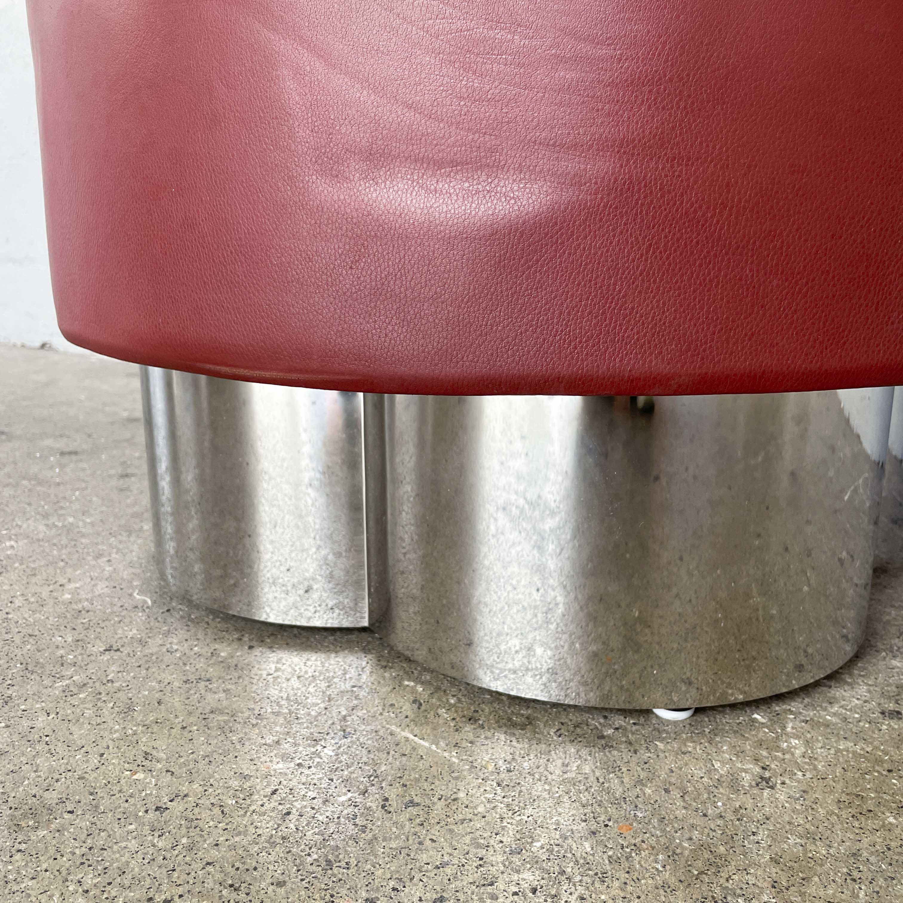 Red Leather Tub Lounge Chair