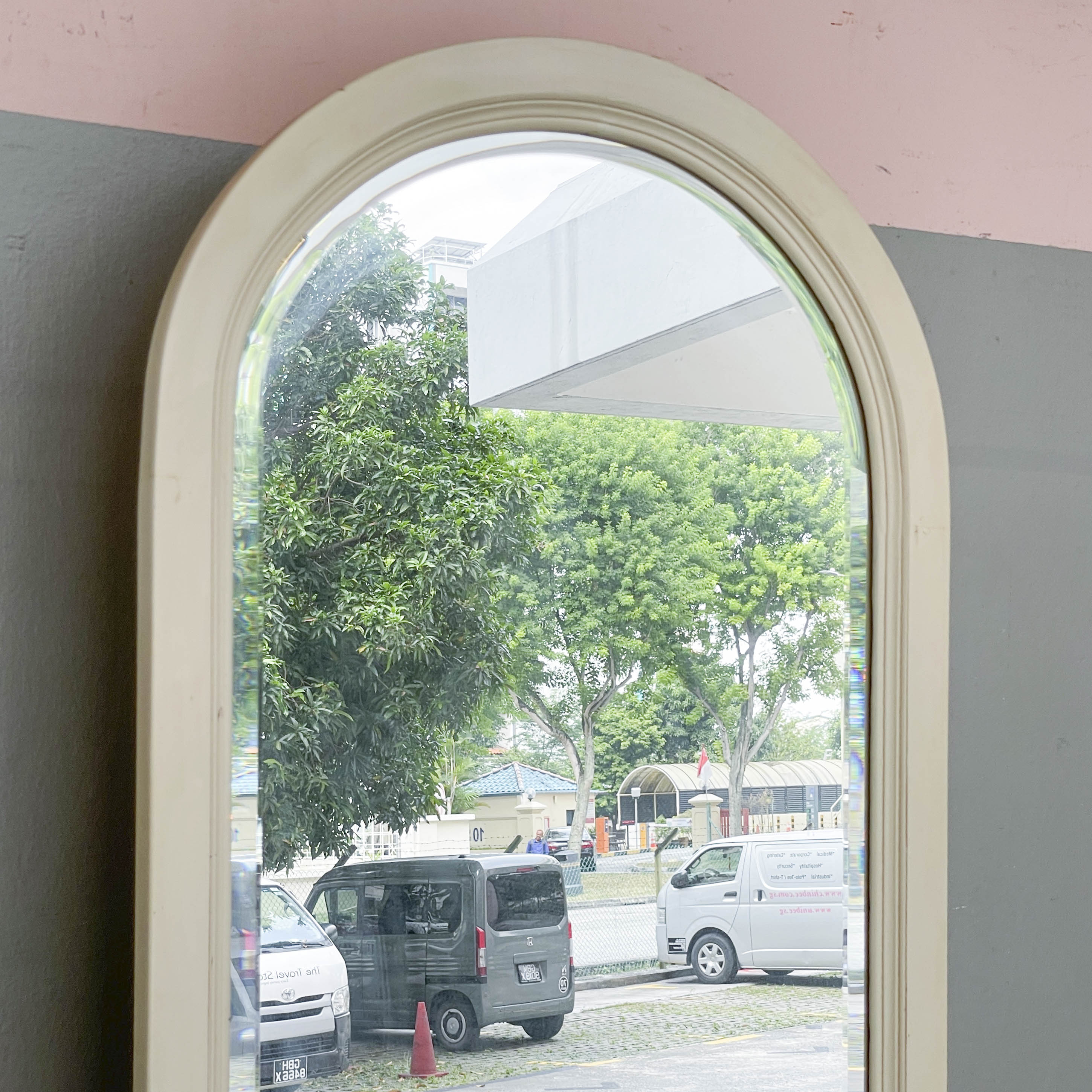 Off-White Arched Cheval Mirror