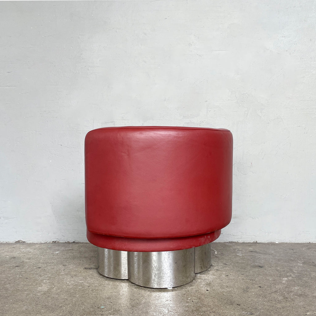 Red Leather Tub Lounge Chair