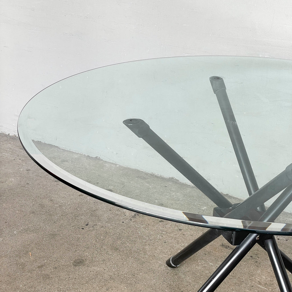 Glass Top Cross-Leg Dining Table