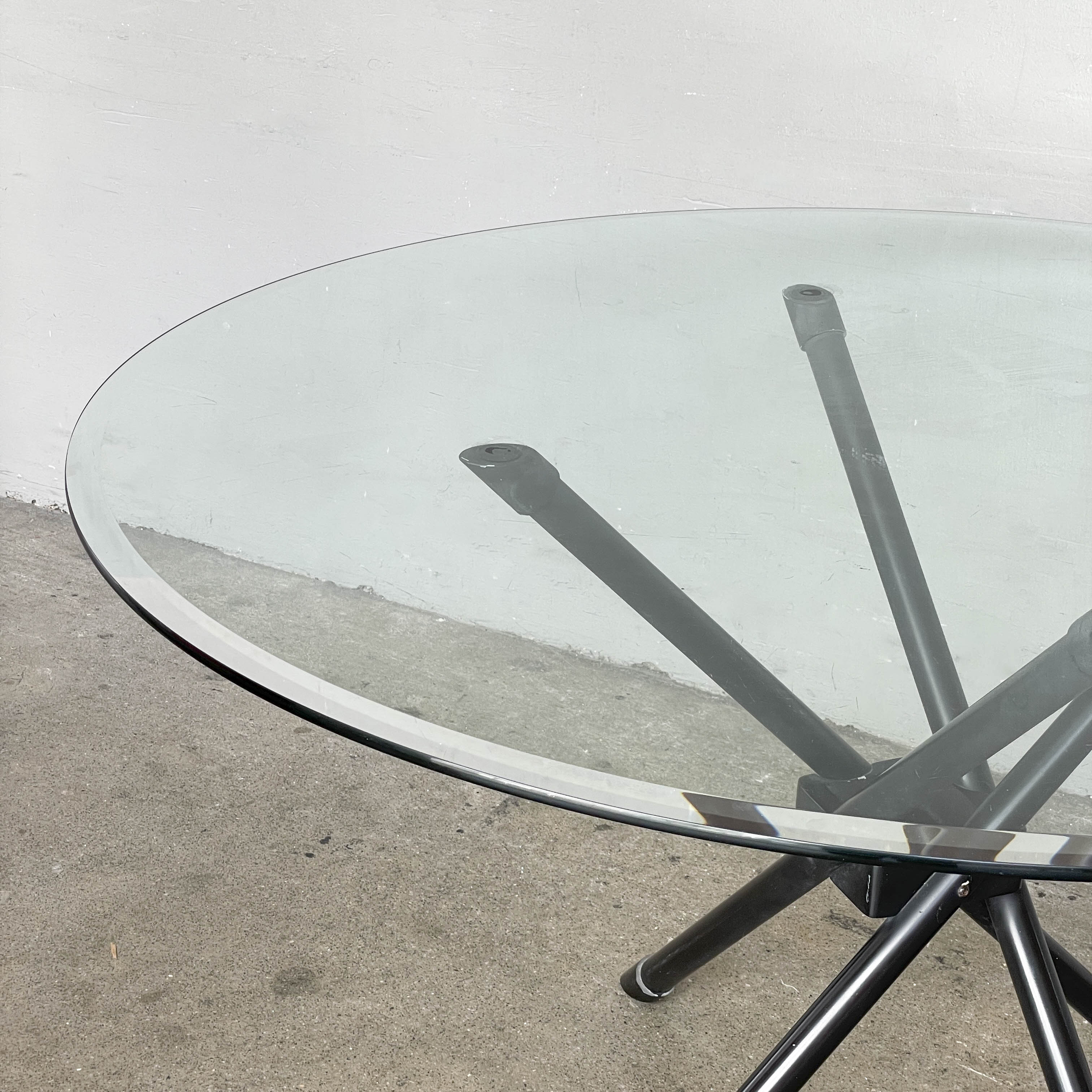 Glass Top Cross-Leg Dining Table