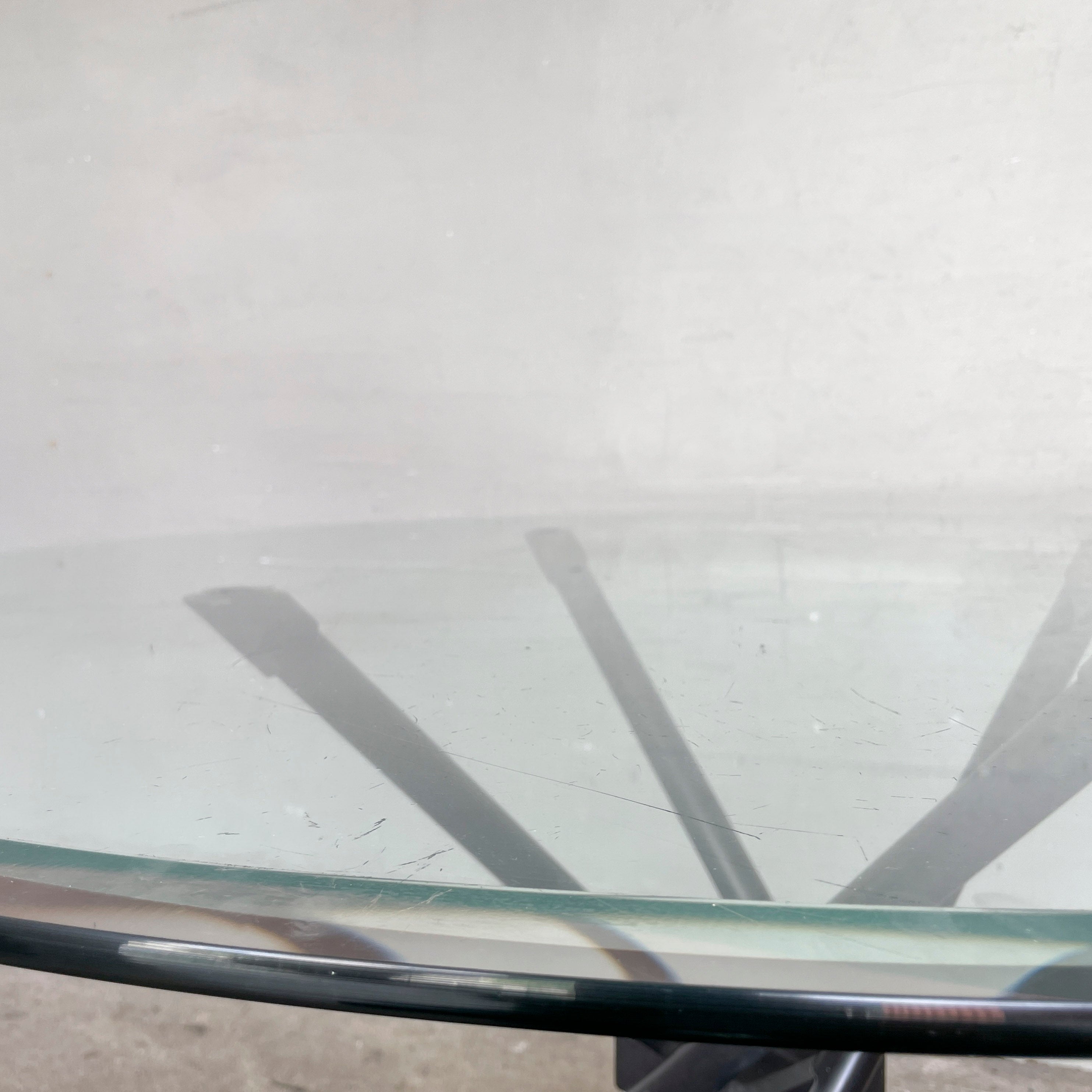 Glass Top Cross-Leg Dining Table