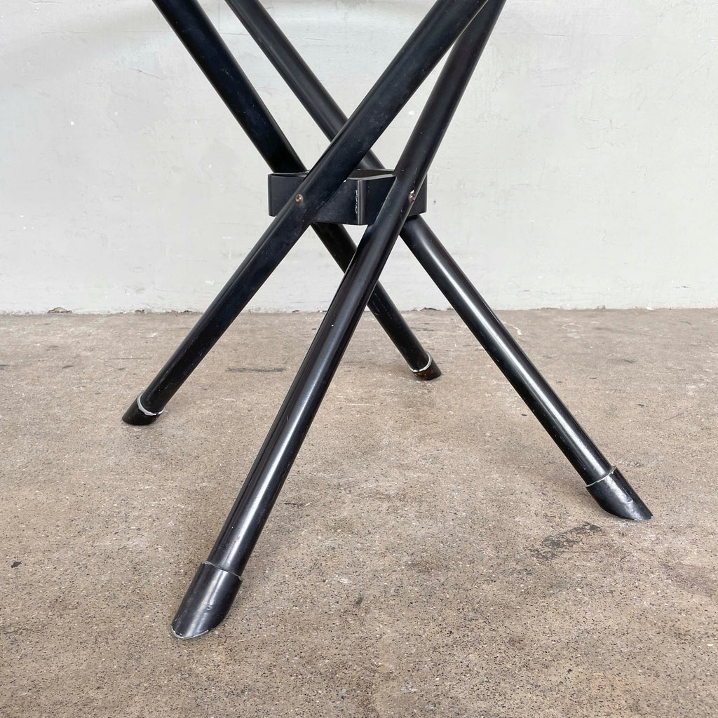Glass Top Cross-Leg Dining Table