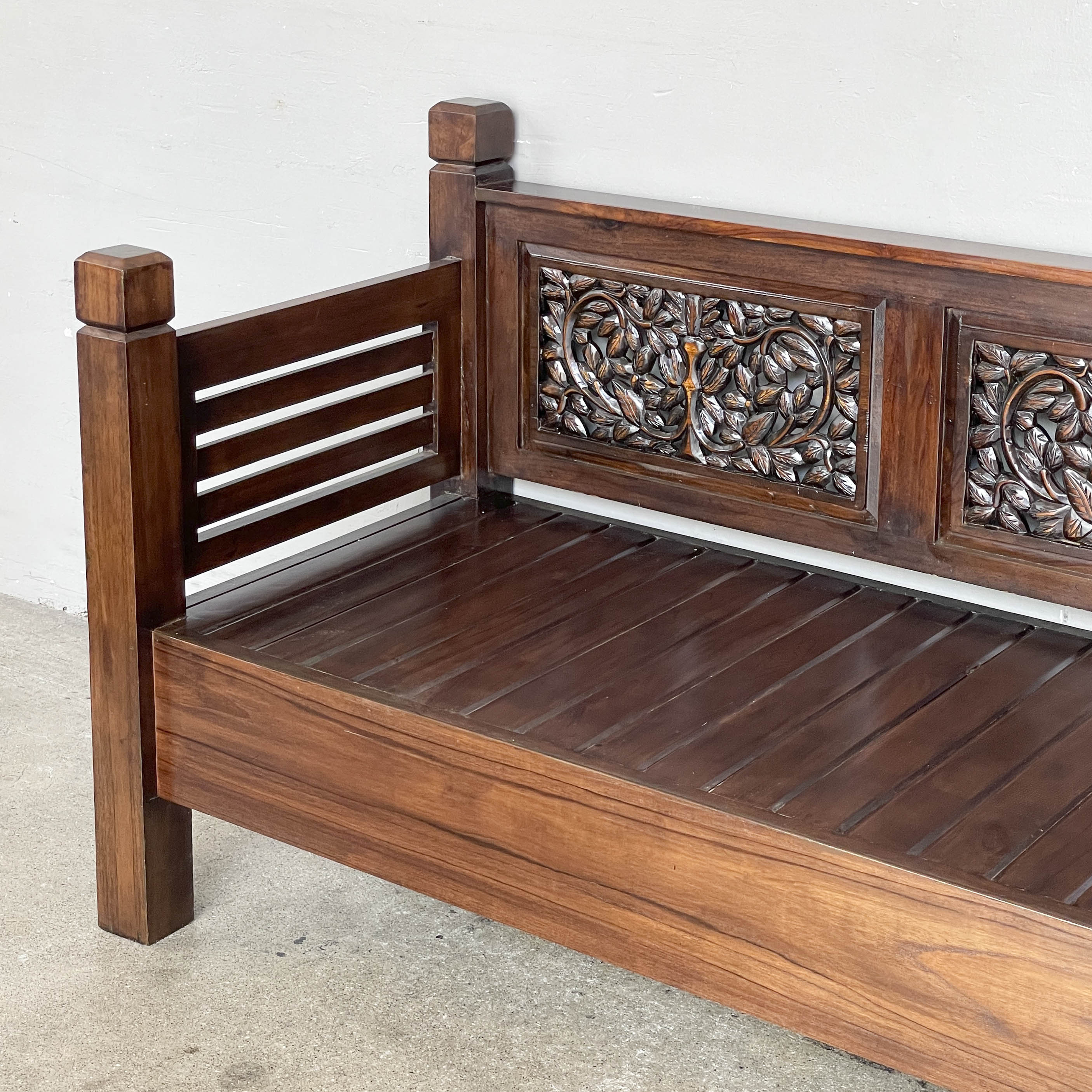 Teak Floral Carved Daybed