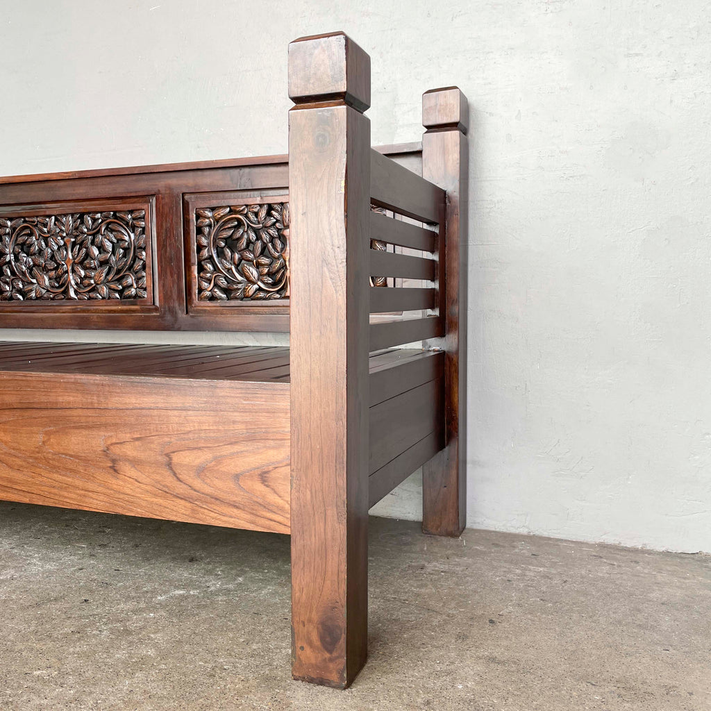Teak Floral Carved Daybed
