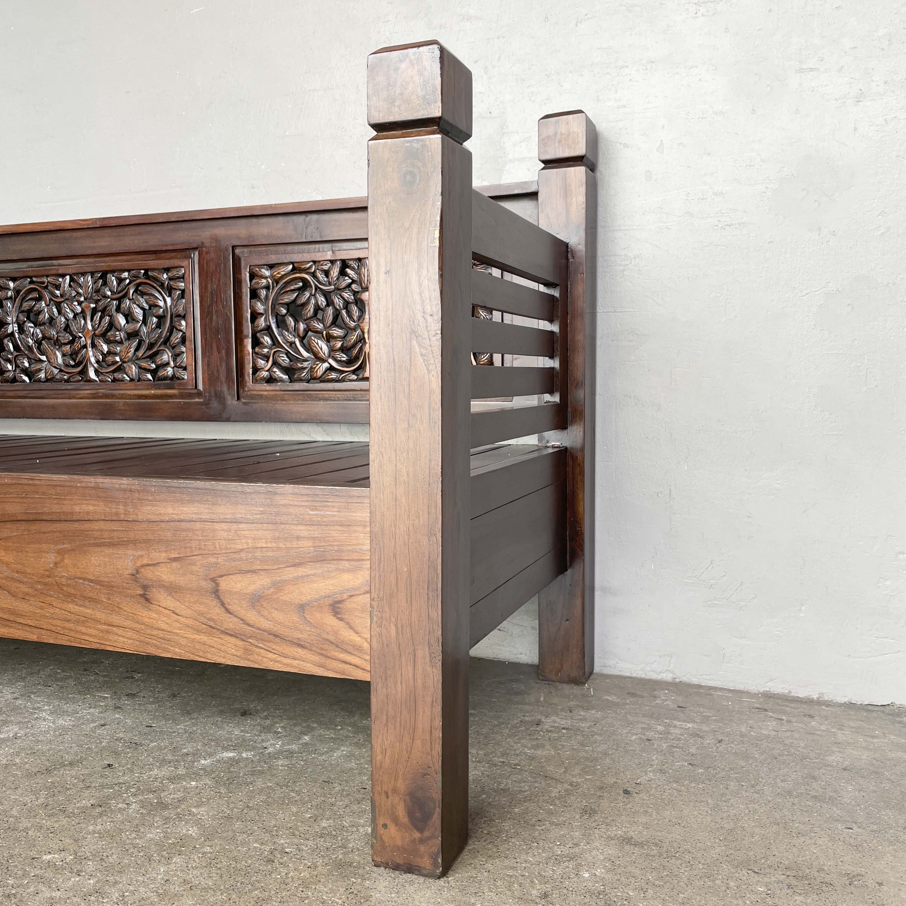Teak Floral Carved Daybed