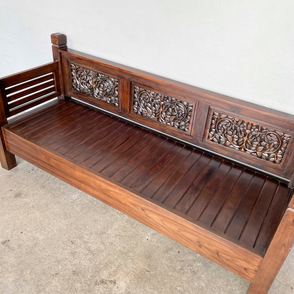 Teak Floral Carved Daybed
