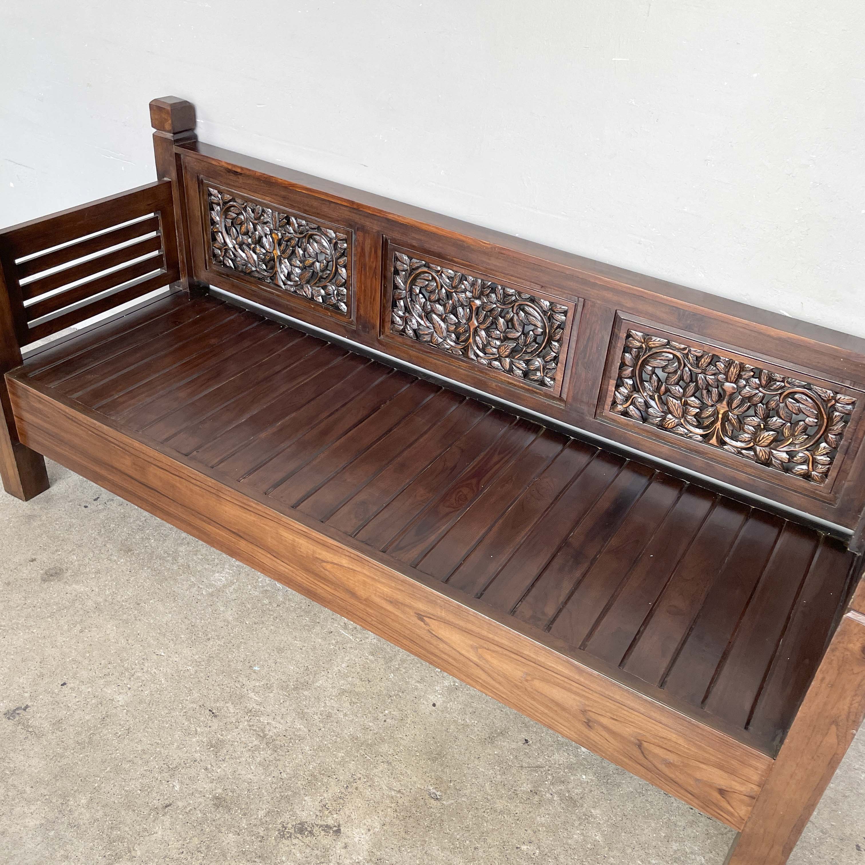 Teak Floral Carved Daybed