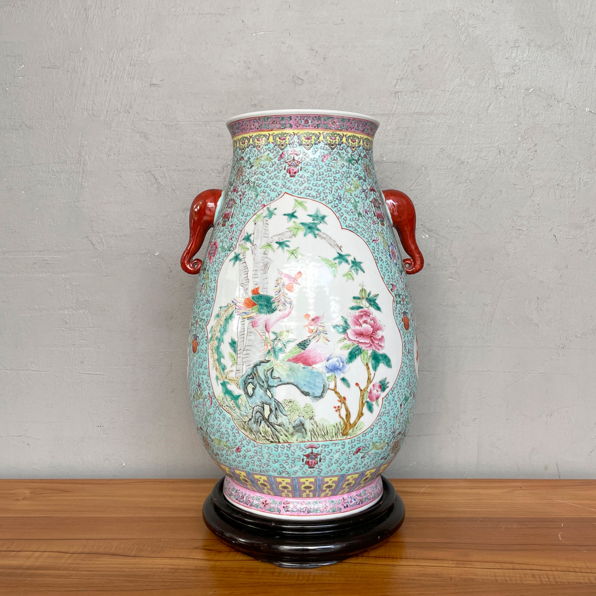 Chinese Porcelain Baluster Vase with "Elephant" Handles