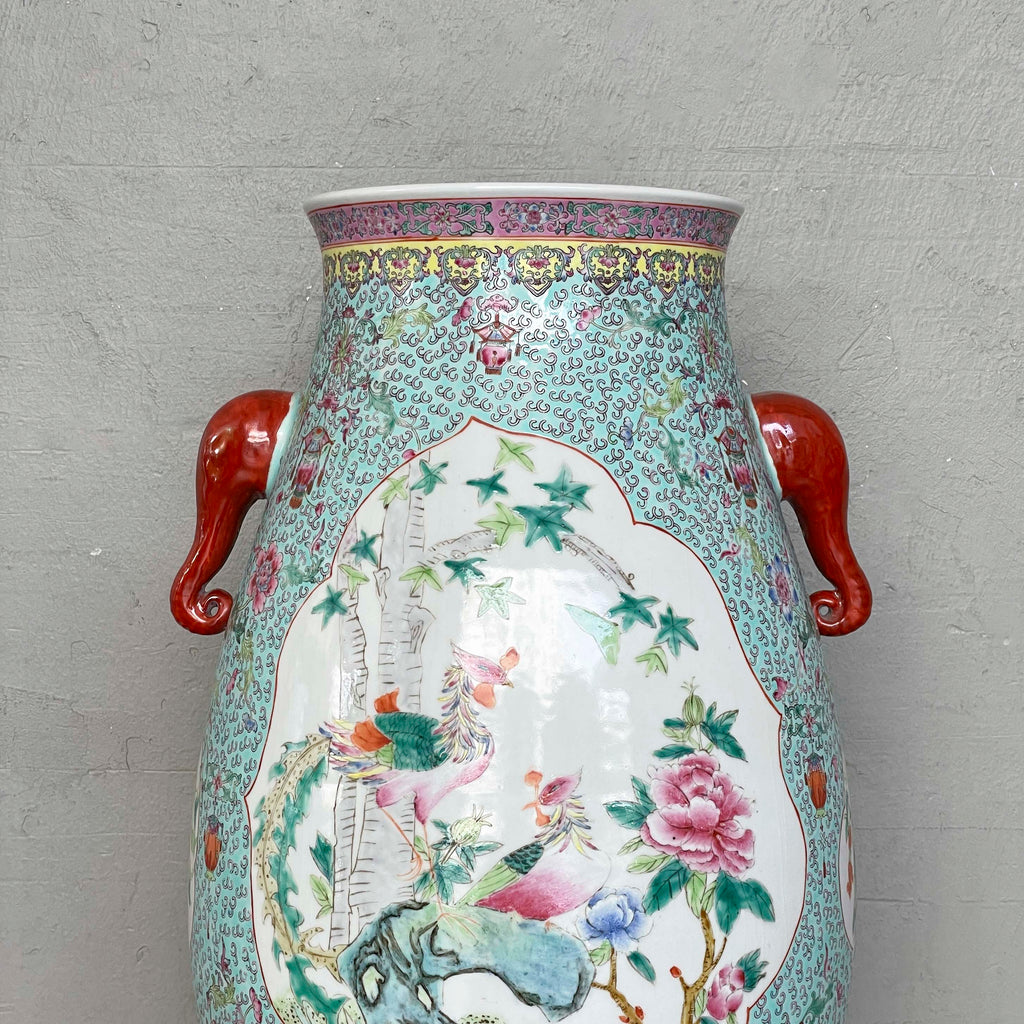 Chinese Porcelain Baluster Vase with "Elephant" Handles