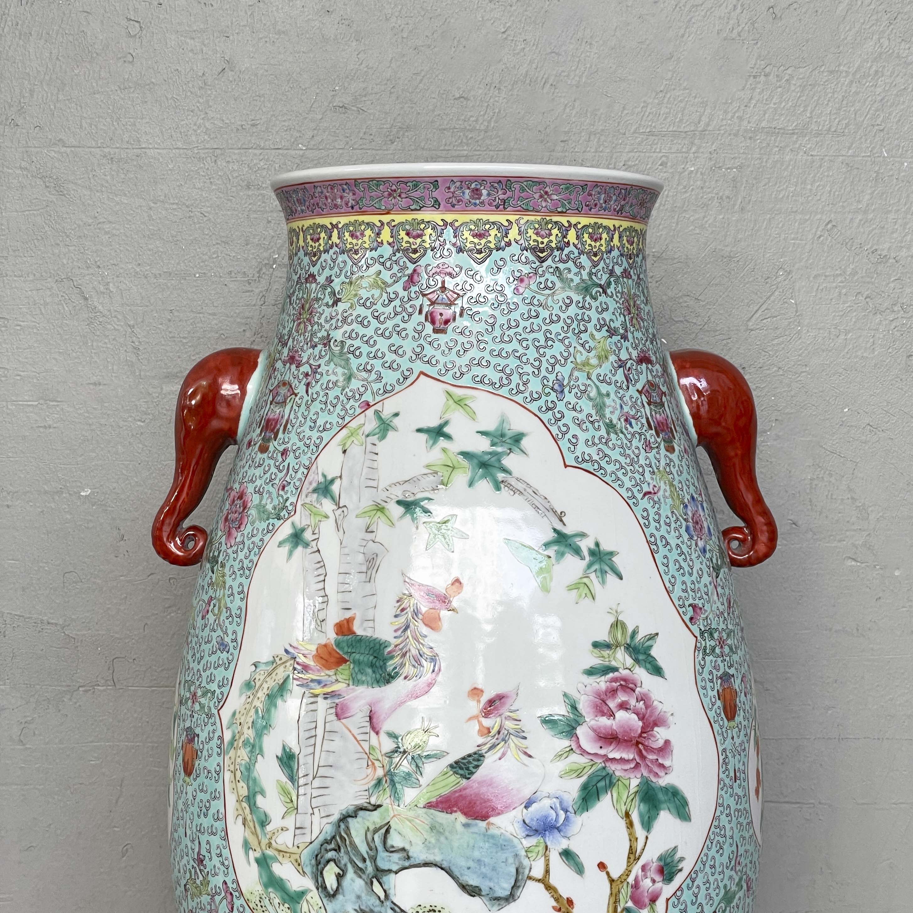 Chinese Porcelain Baluster Vase with "Elephant" Handles