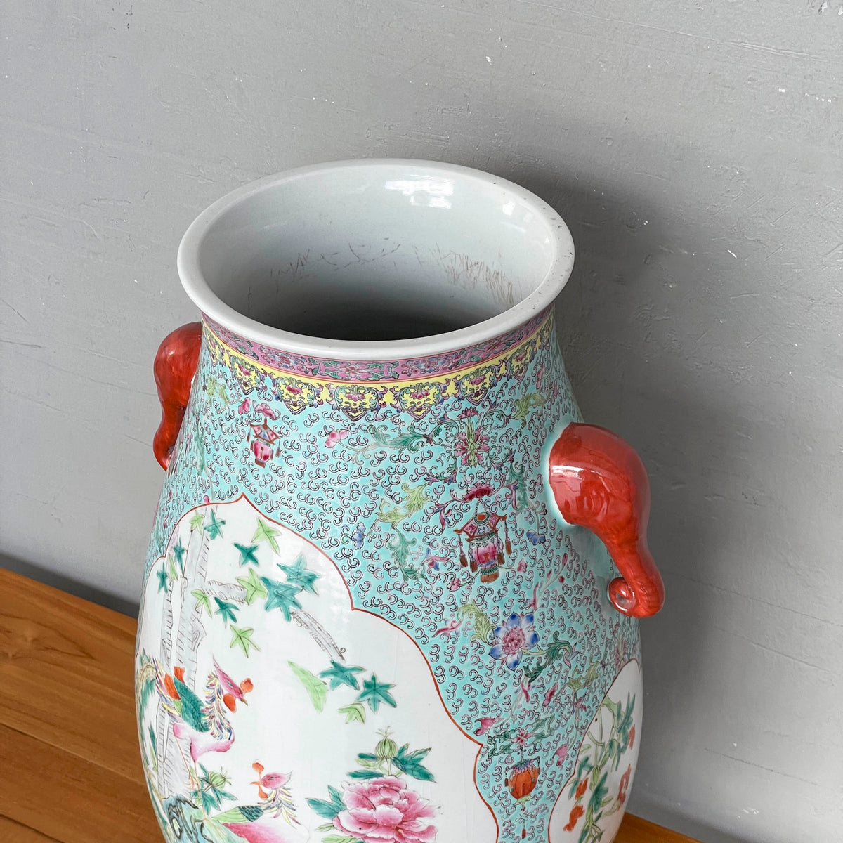 Chinese Porcelain Baluster Vase with "Elephant" Handles