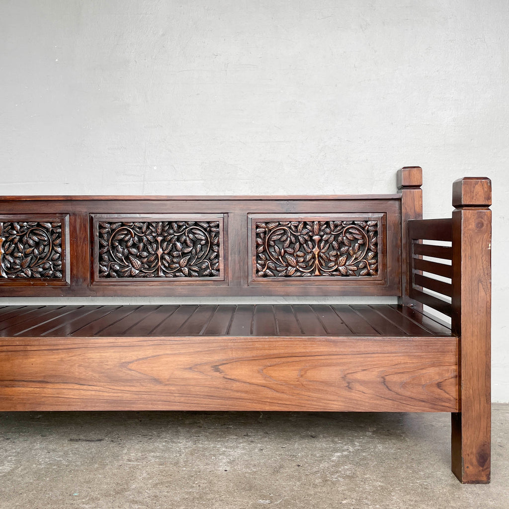 Teak Floral Carved Daybed