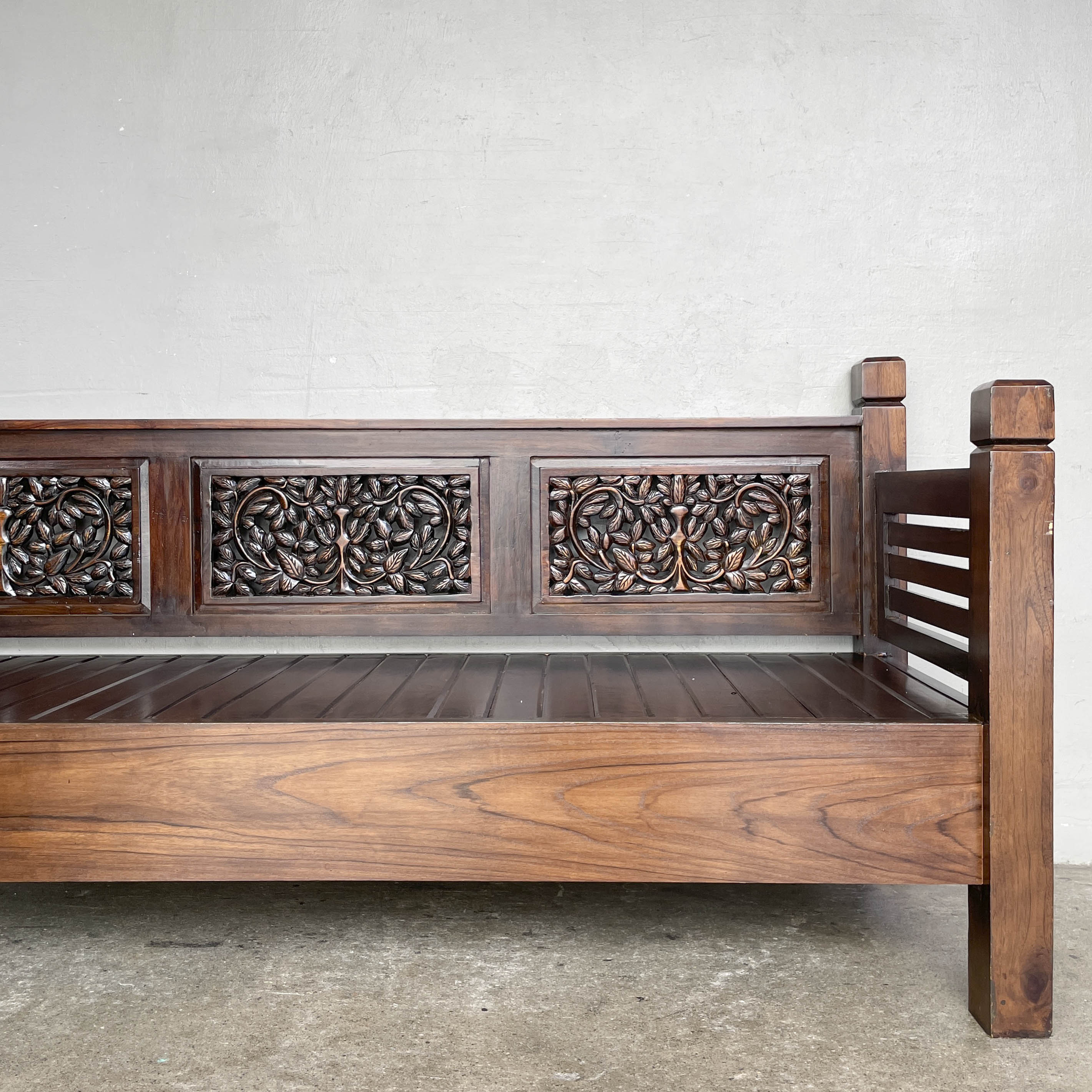 Teak Floral Carved Daybed
