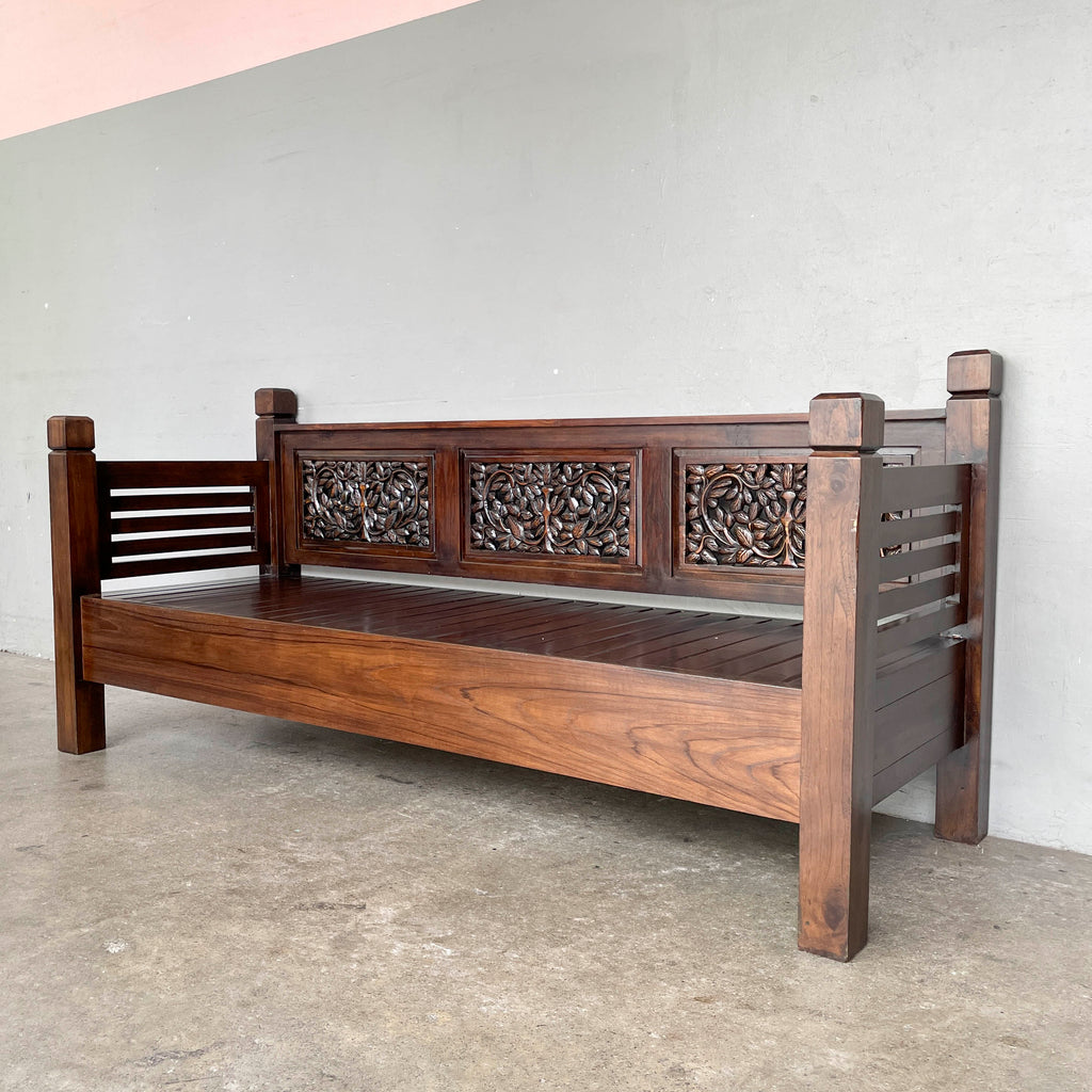 Teak Floral Carved Daybed