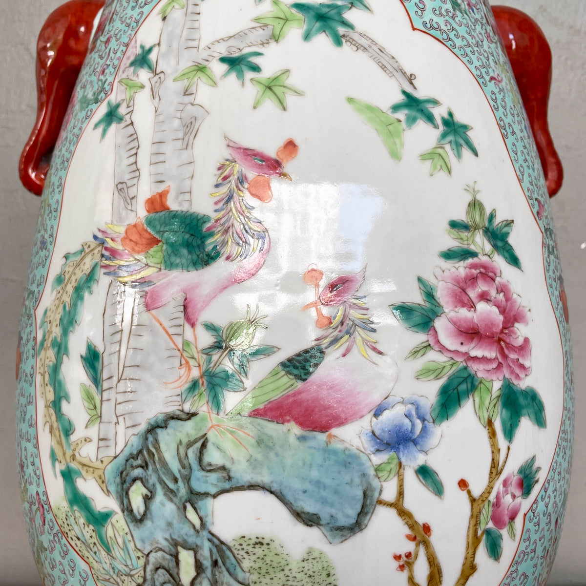Chinese Porcelain Baluster Vase with "Elephant" Handles