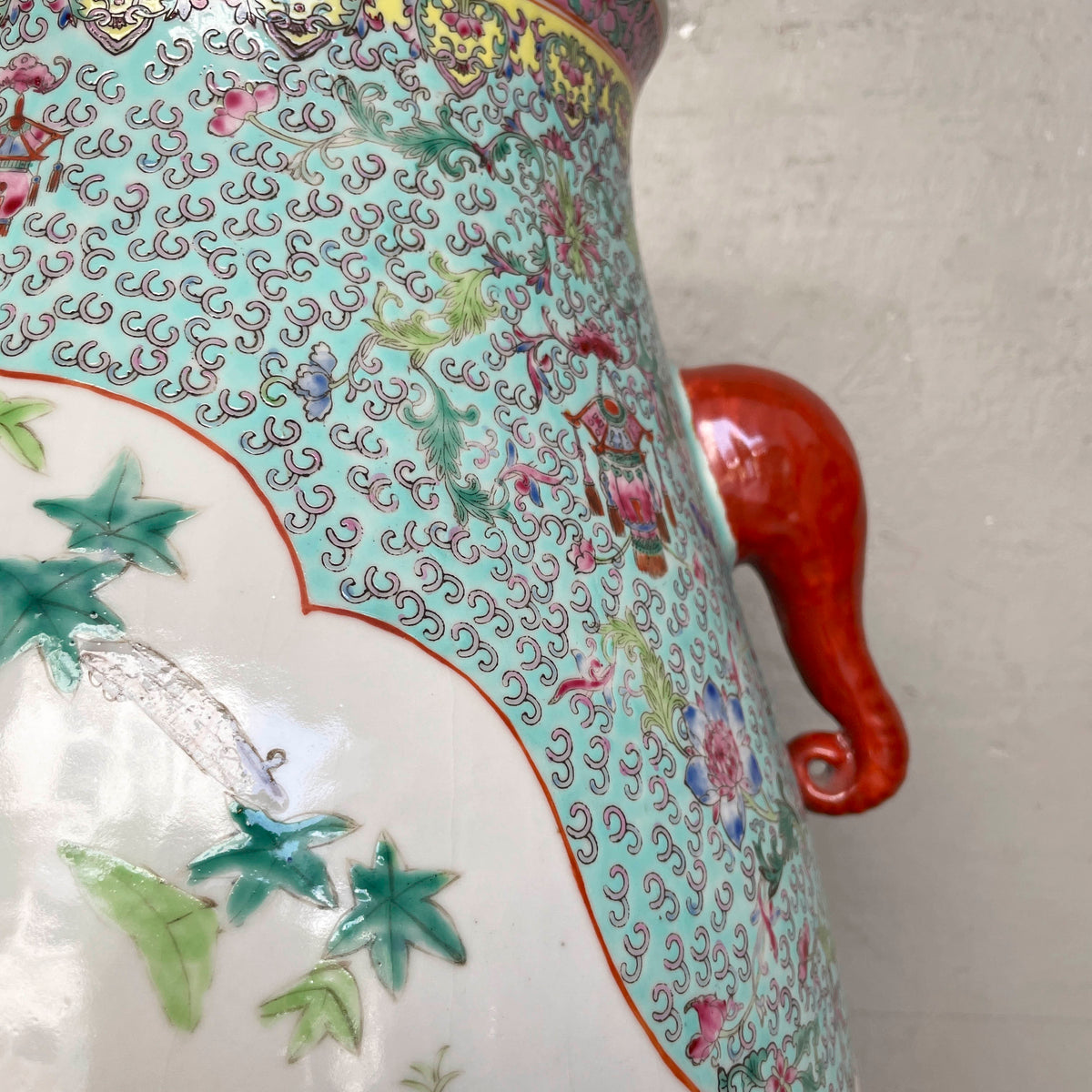 Chinese Porcelain Baluster Vase with "Elephant" Handles