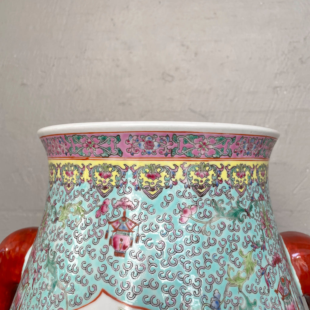 Chinese Porcelain Baluster Vase with "Elephant" Handles