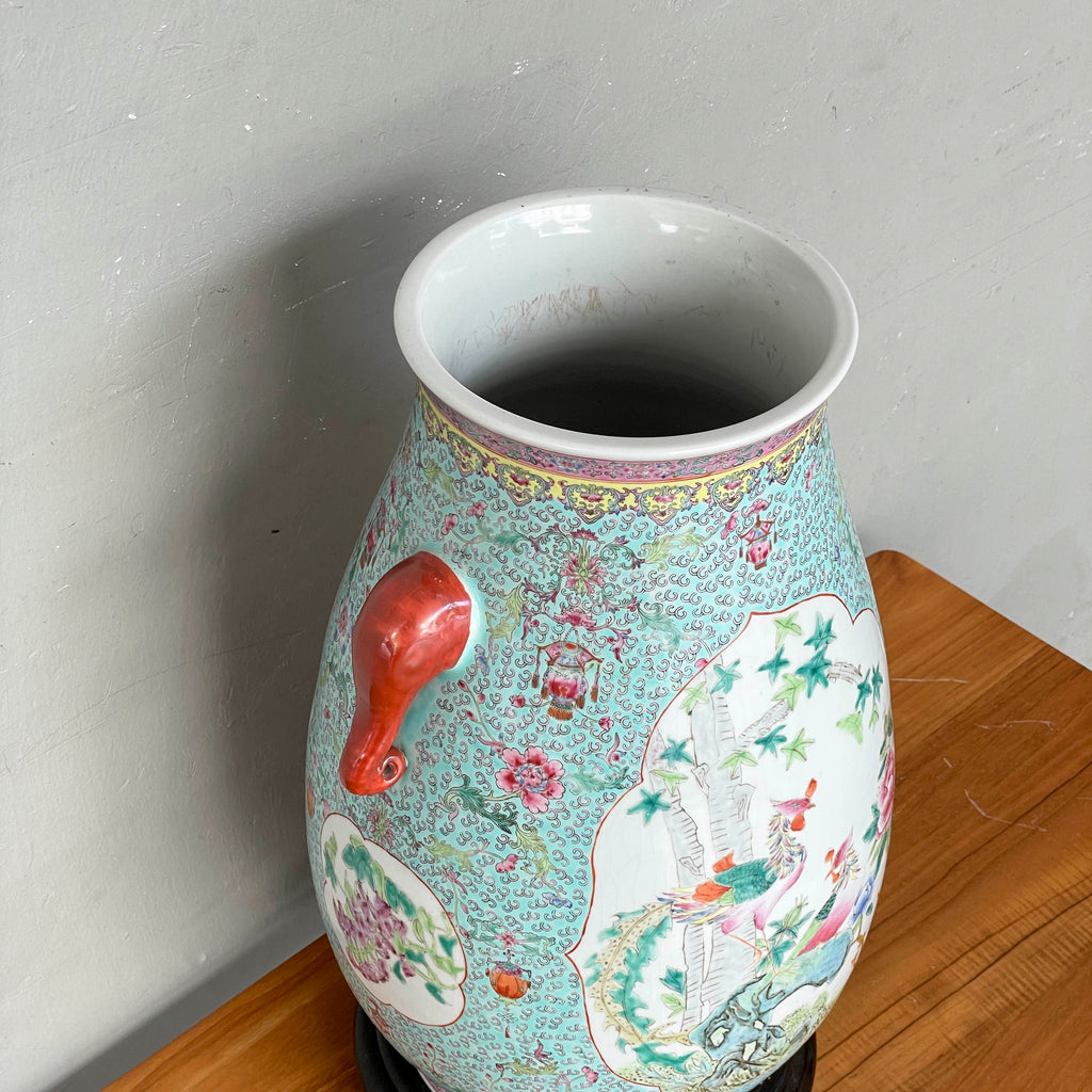 Chinese Porcelain Baluster Vase with "Elephant" Handles