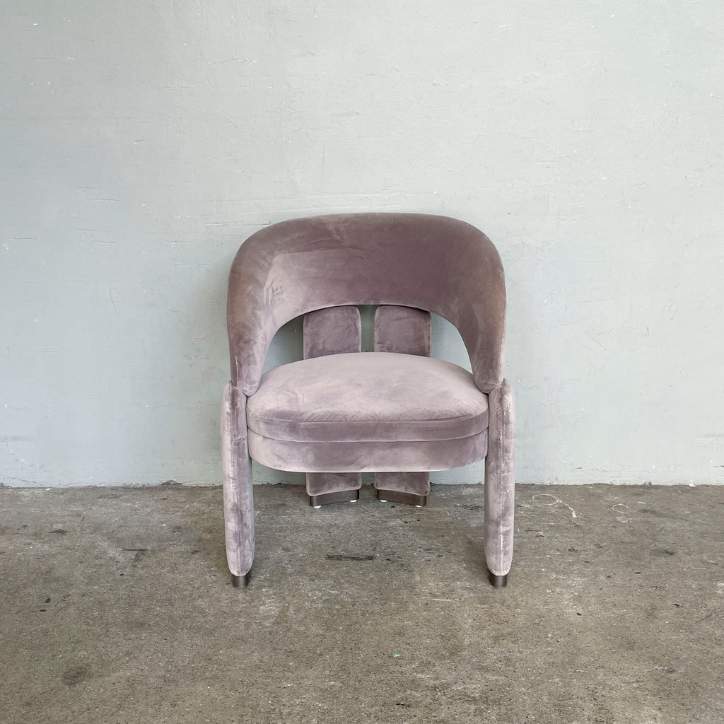 Grey Rounded Velvet Lounge Chair