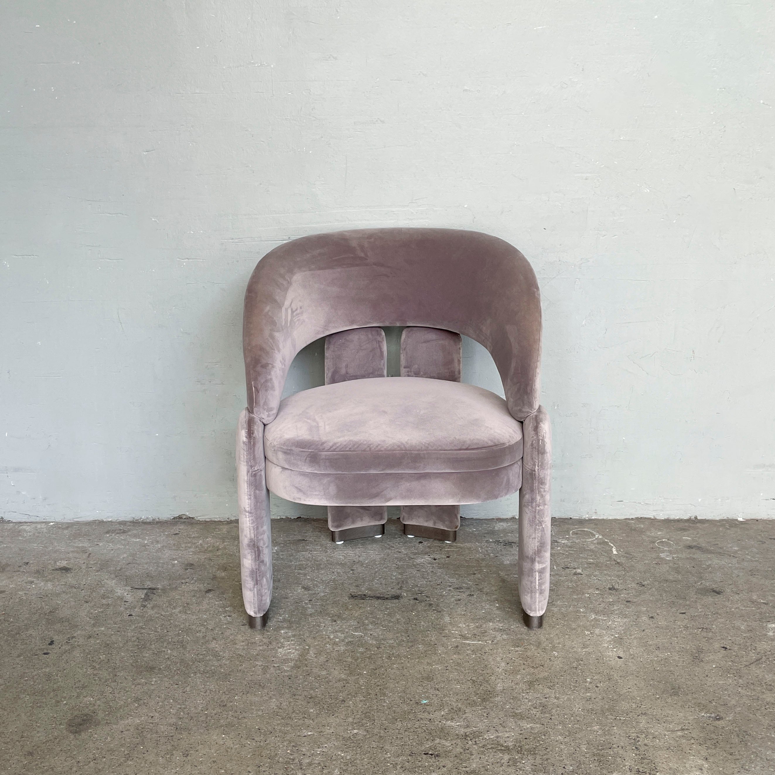 Grey Rounded Velvet Lounge Chair