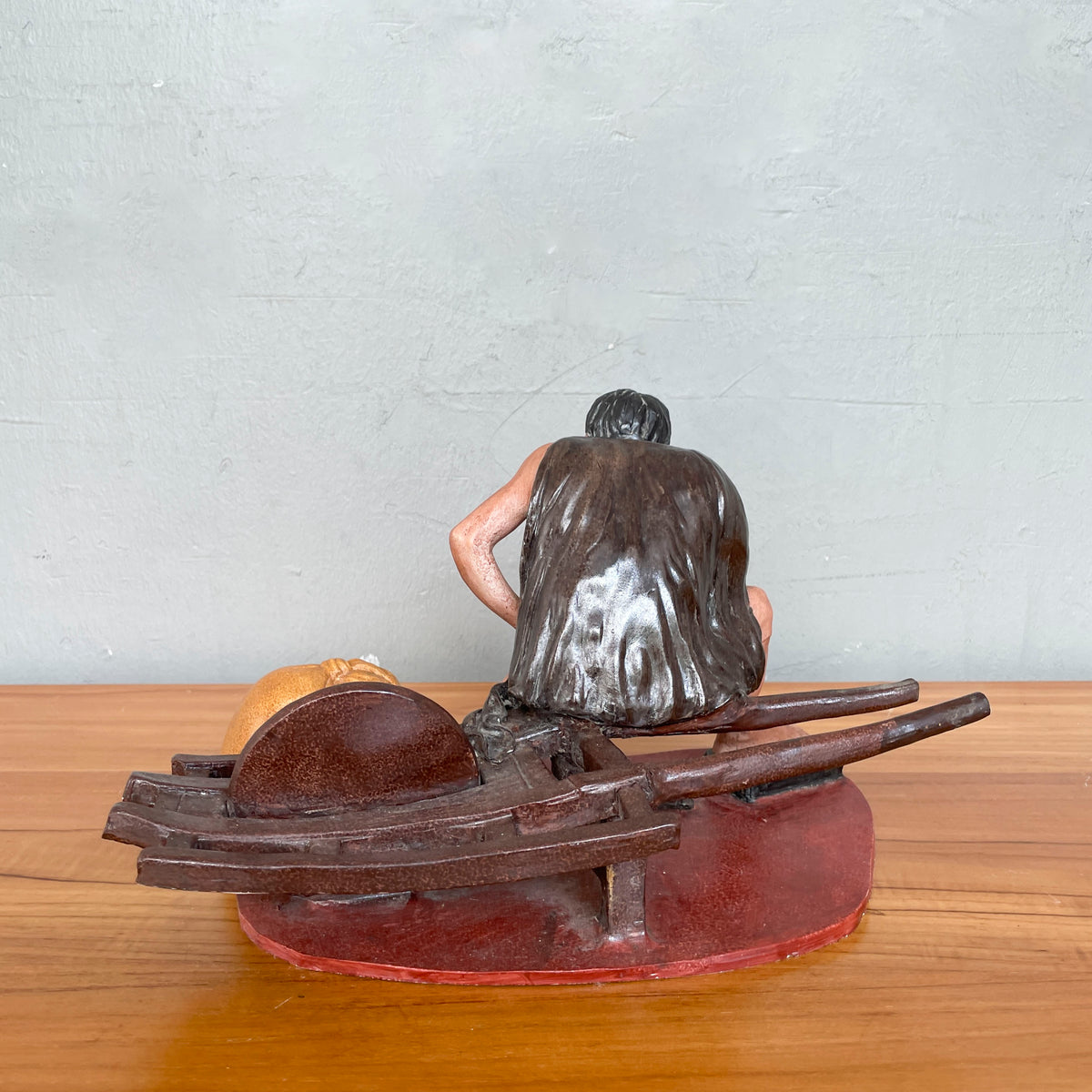 Resting Labourer with Wheelbarrow Ceramic Figurine