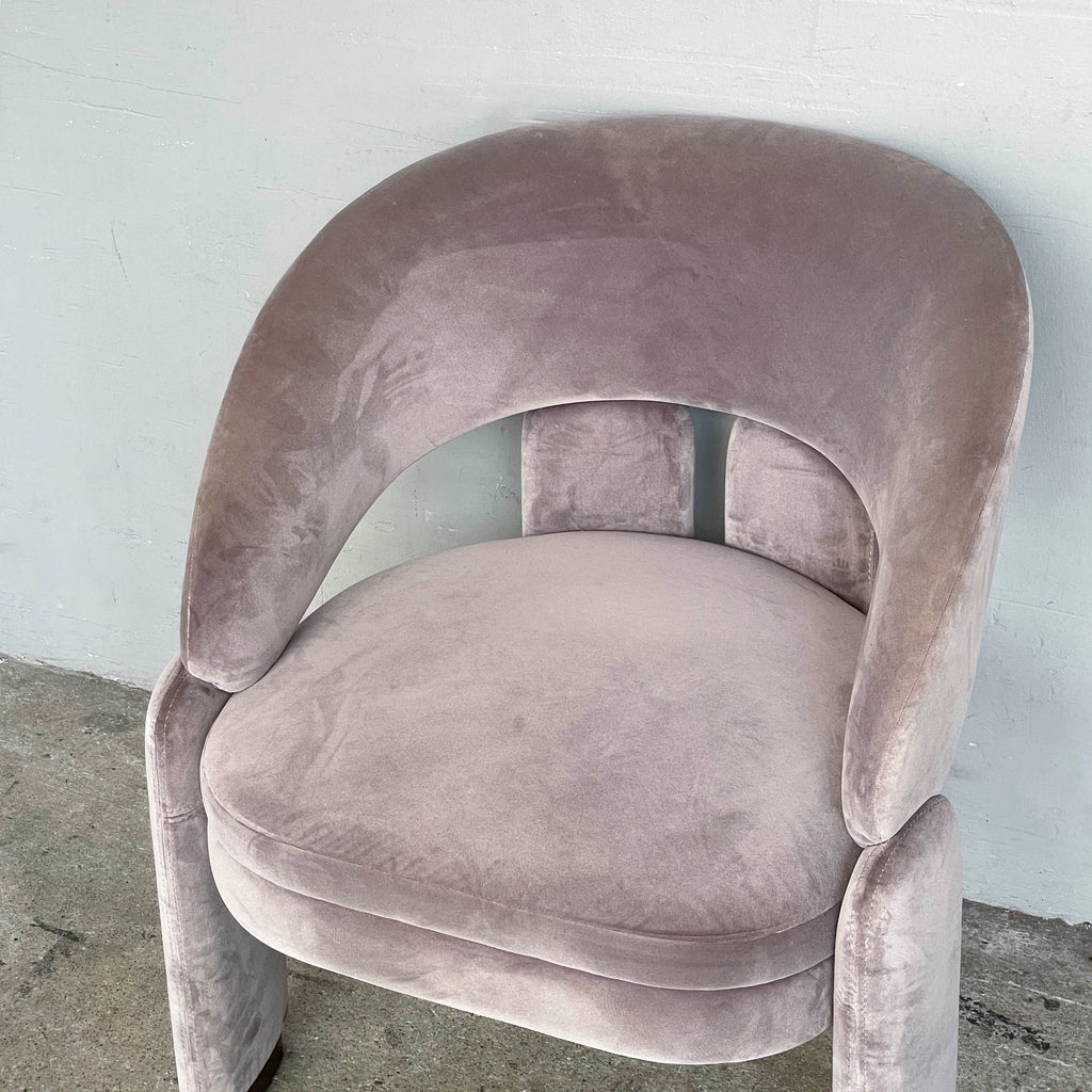 Grey Rounded Velvet Lounge Chair