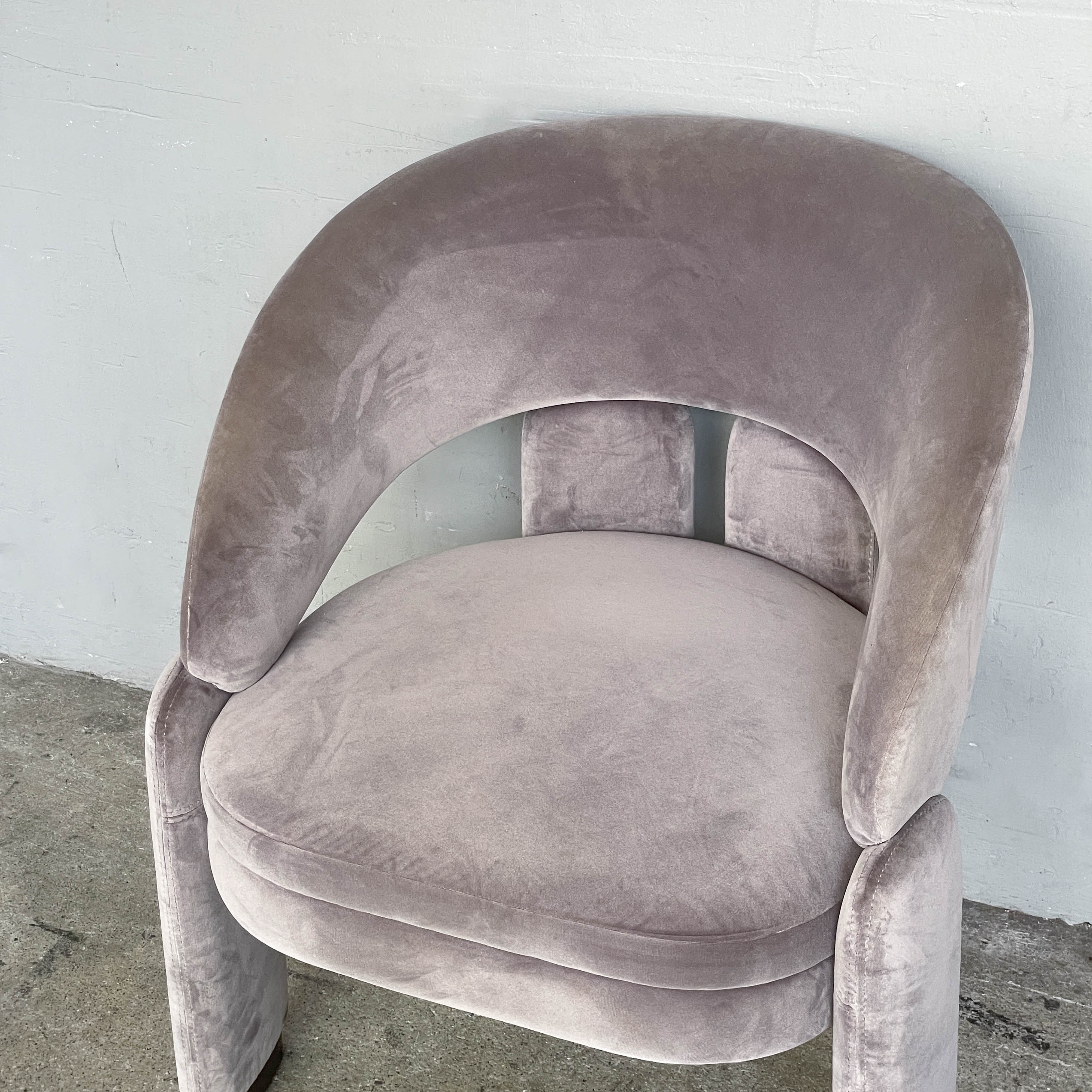 Grey Rounded Velvet Lounge Chair